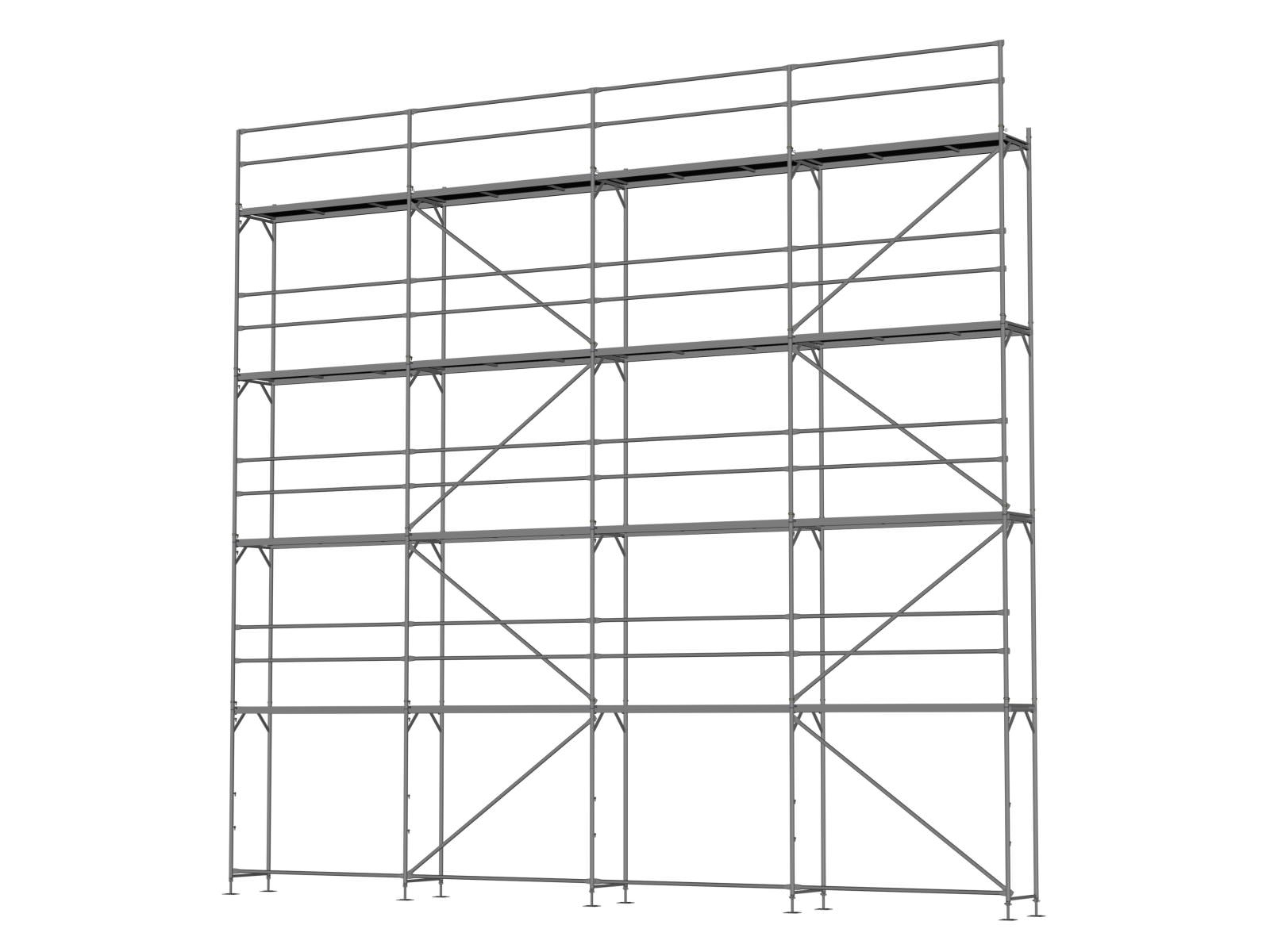 Stahl Traufseitengerüst 100 qm - 2,5 m Felder - 10 m lang - Arbeitshöhe, Basis-Gerüst