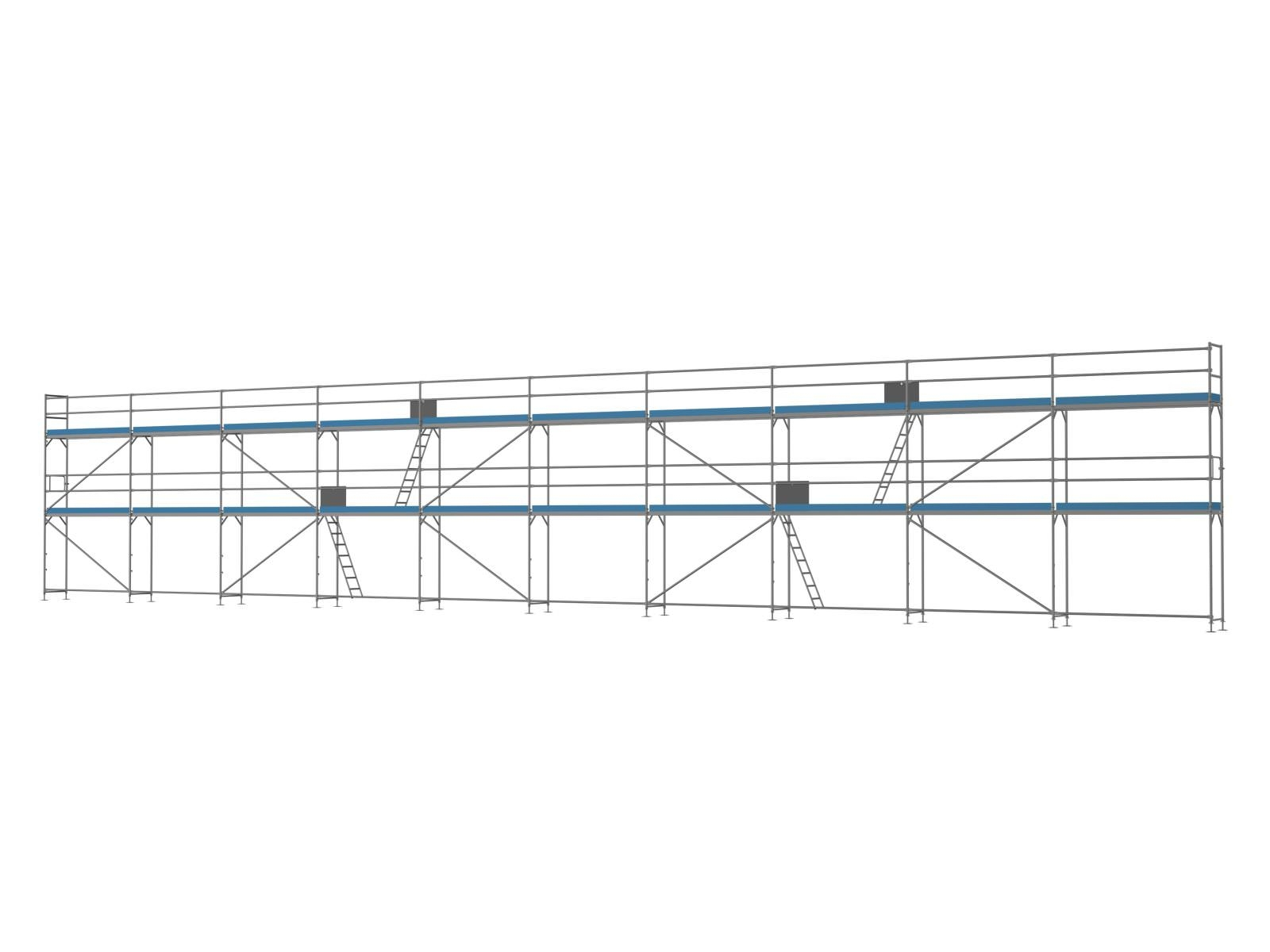 Ernst Alu Traufseitengerüst 180 m², Feldlänge 3,0 m - Komplettpaket FA300-030-06K18 Alu Traufseitengerüst 180 qm - 3,0 m Felder - 30 m lang - 6 m Arbeitshöhe - Komplettpaket