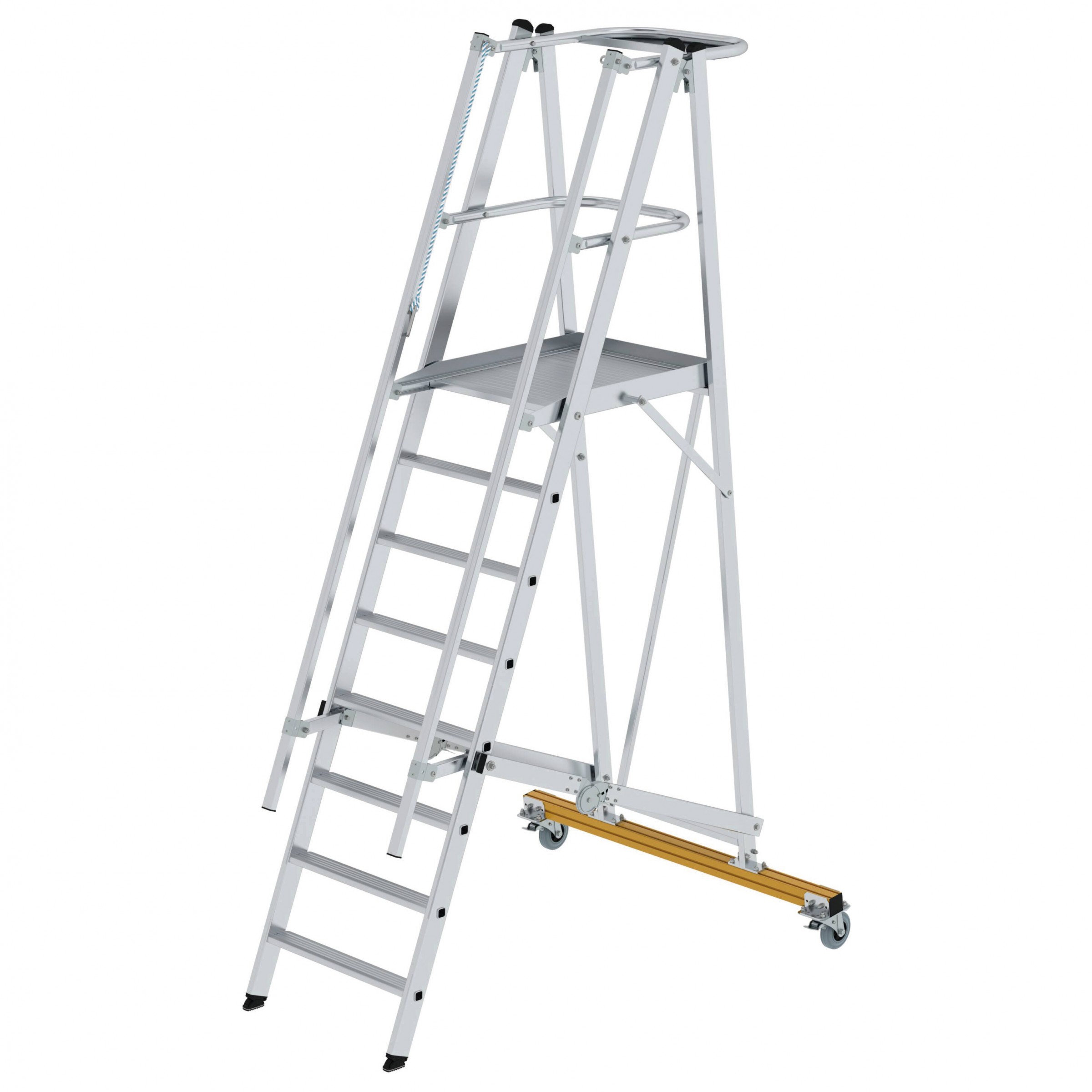 Aluminium-Podestleiter, fahrbar, klappbar, 5 Stufen Aluminium-Podestleiter, fahrbar, klappbar, 5 Stufen