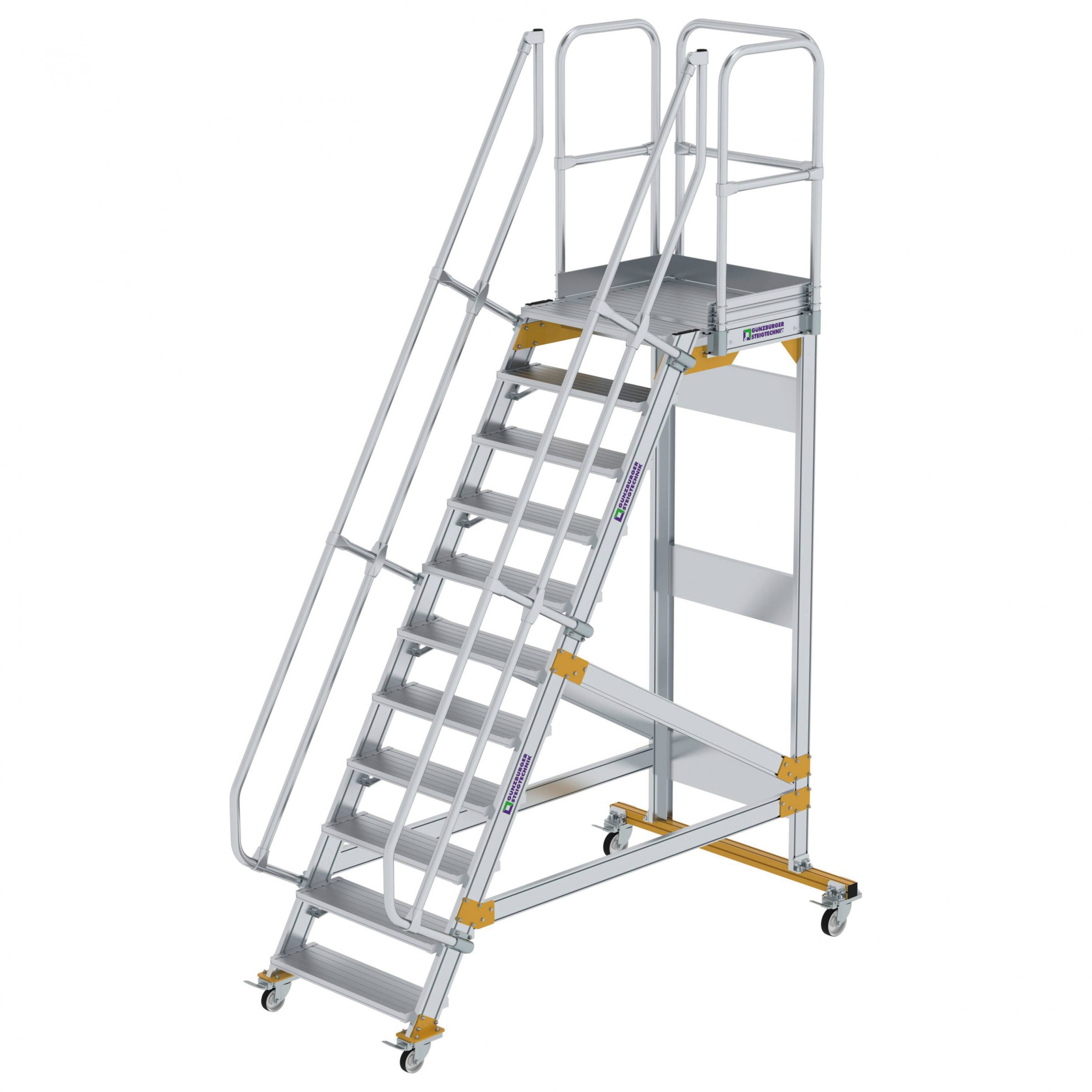 Aluminium-Plattform-Treppe fahrbar 60°, Stufenbreite 800 mm, 5 Stufen