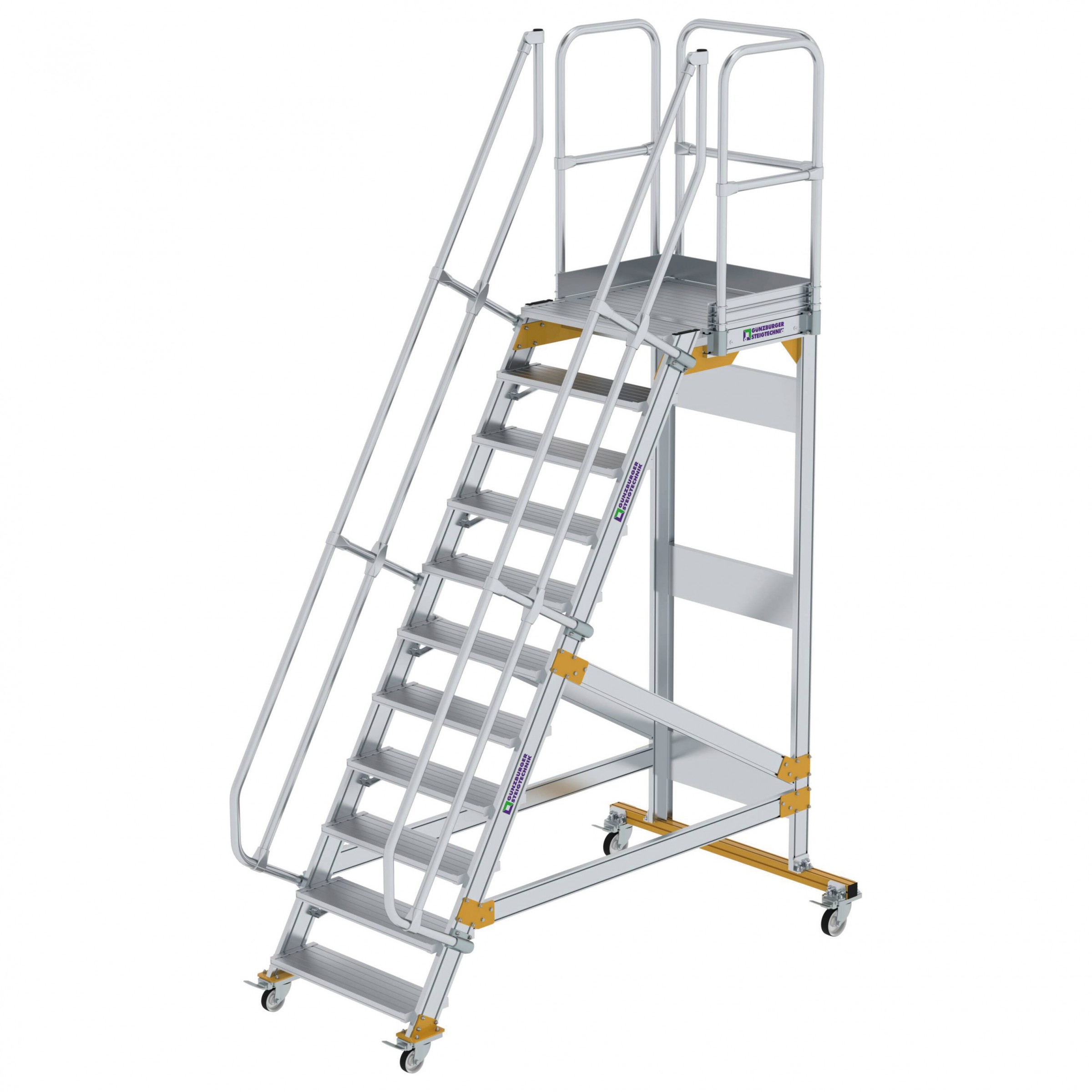 Aluminium-Plattform-Treppe fahrbar 60°, Stufenbreite 800 mm, 4 Stufen