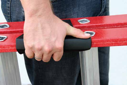 ergo-pad Griffzone Stufen-Stehleiter, beidseitig begehbar GFK/Alu, 2x4 Stufen
