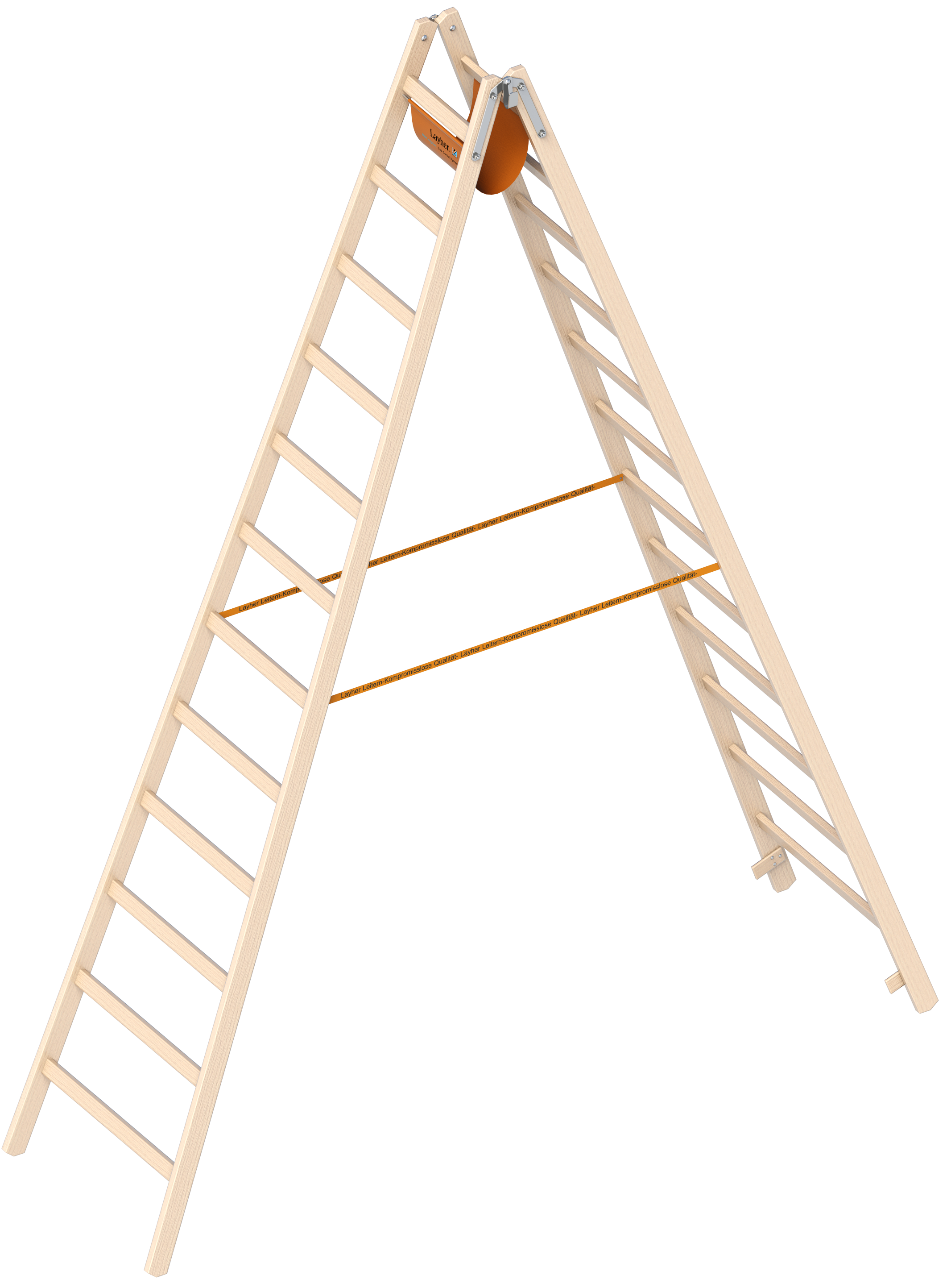 Holzstehleiter 1053 nach Ö-Norm Z1501, 2x8 Sprossen