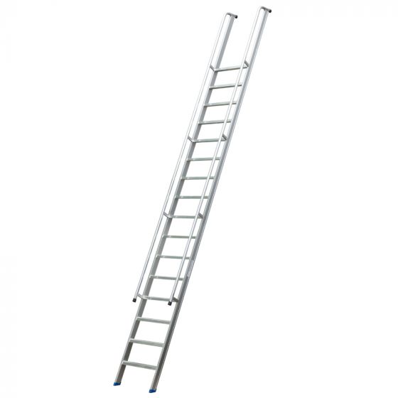 Stufenanlegeleiter 60 cm breit, mit Handlauf und Überstieg, 6 Stufen