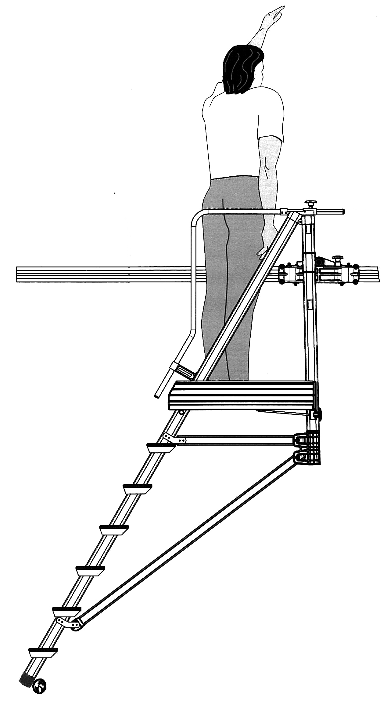 Schiebe-Podesttreppe "Binary" S600 - 3 Stufen + Plattform