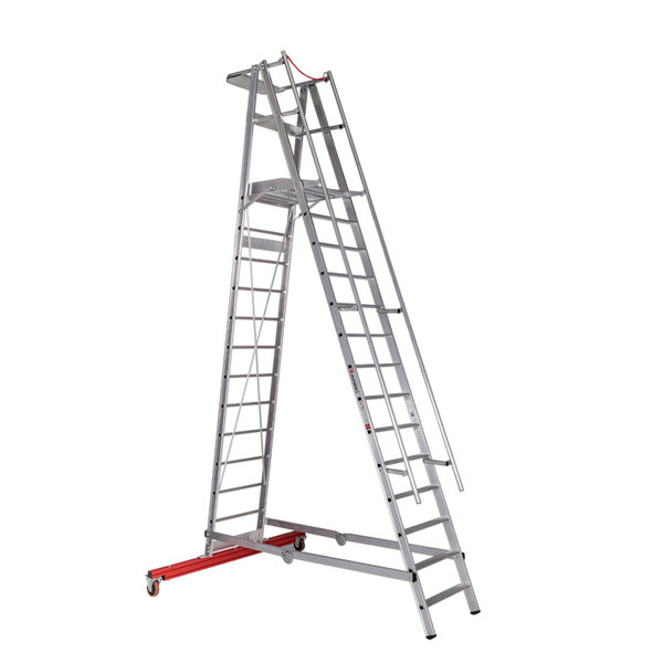 PREMIUM line Aluminium-Podestleiter fahrbar, klappbar, 4 Stufen