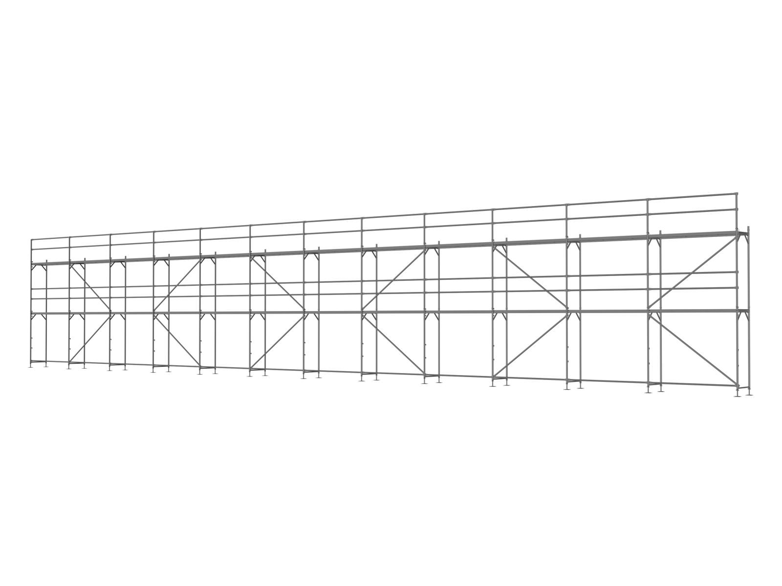 Alu Traufseitengerüst 180 qm - 2,5 m Felder - 30 m lang - 6 m Arbeitshöhe - Basis-Gerüst