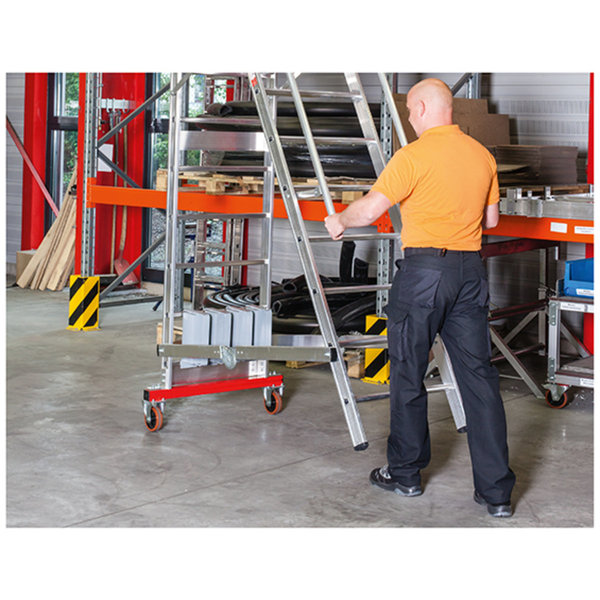 PREMIUM line Aluminium-Podestleiter fahrbar, klappbar, 5 Stufen