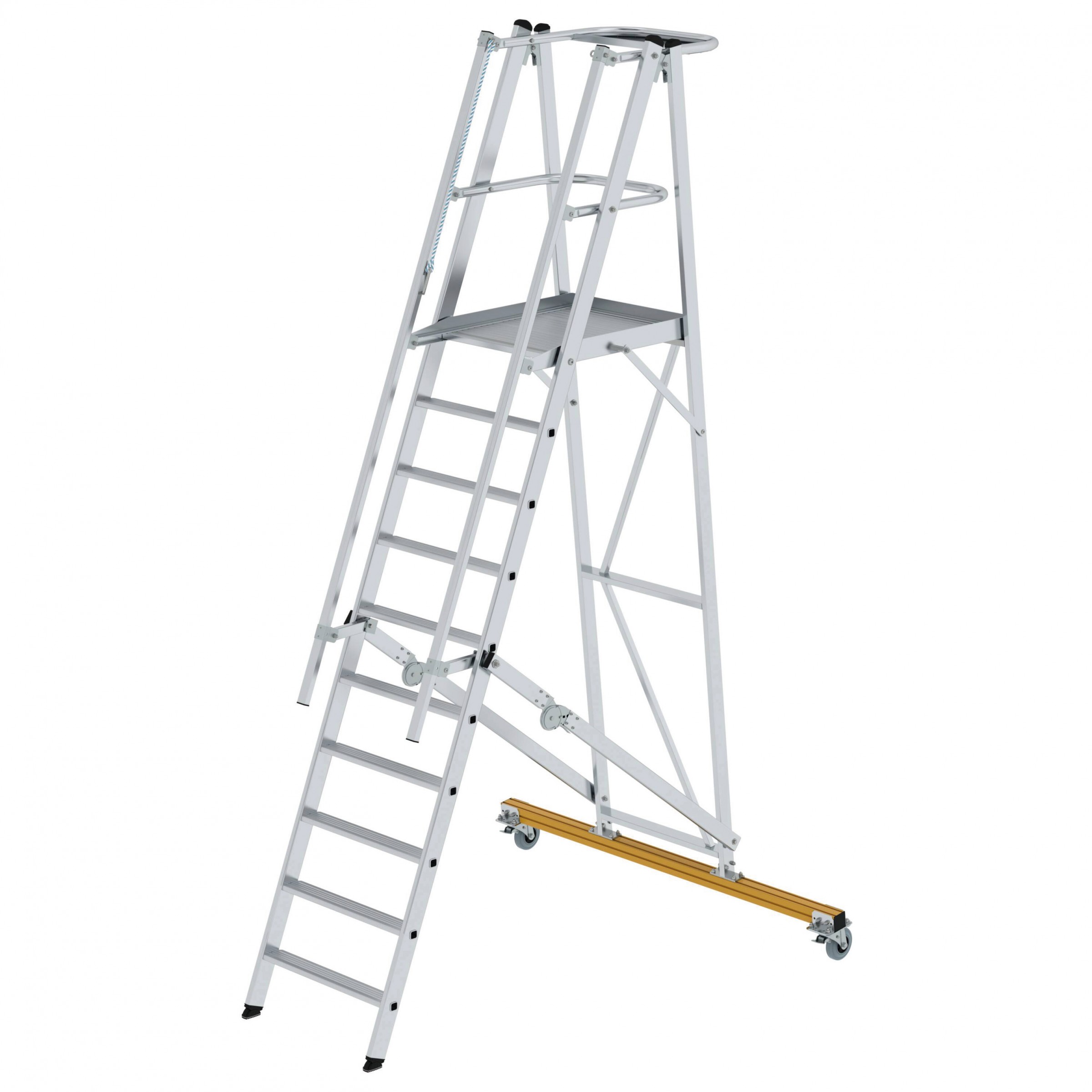 Aluminium-Podestleiter, fahrbar, klappbar, 5 Stufen Aluminium-Podestleiter, fahrbar, klappbar, 5 Stufen