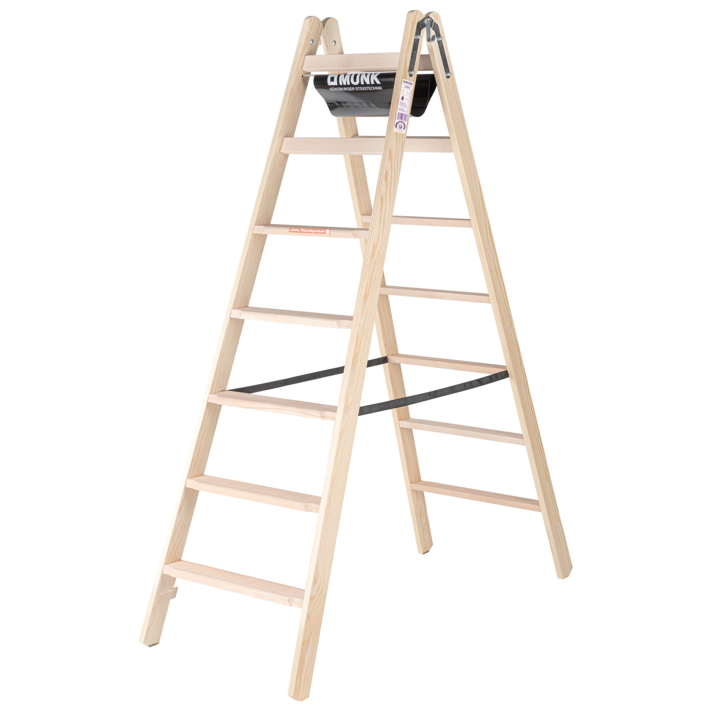 Stufen-Stehleiter, beidseitig begehbar Holz, 2x3 Stufen Stufen-Stehleiter, beidseitig begehbar Holz, 2x3 Stufen
