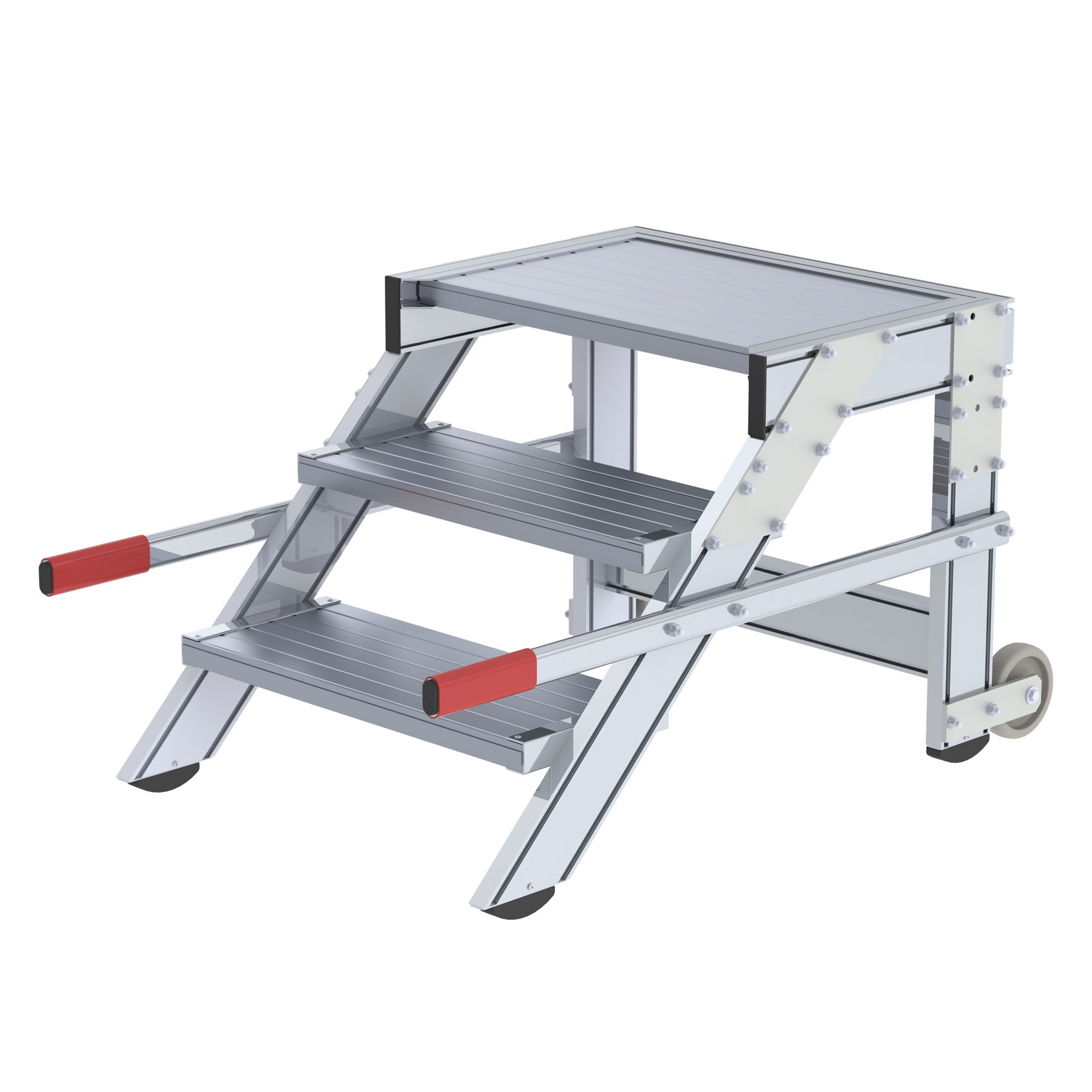 Aluminium-Arbeitspodest, fahrbar, 2 Stufen Aluminium-Arbeitspodest, fahrbar, 2 Stufen