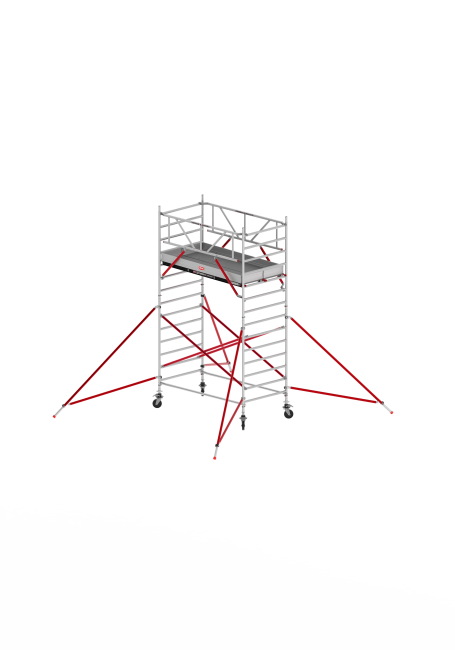RS TOWER 52 Fahrgerüst - 5.20 m Arbeitshöhe - 1.35 m breit - 2.45 m Holzplattform - Safe-Quick® + Streben