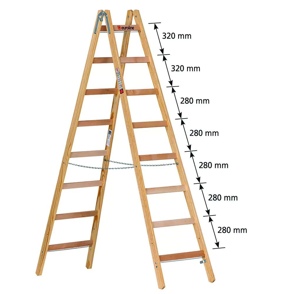 Holz-Sprossenstehleiter, 2 x 5 Sprossen