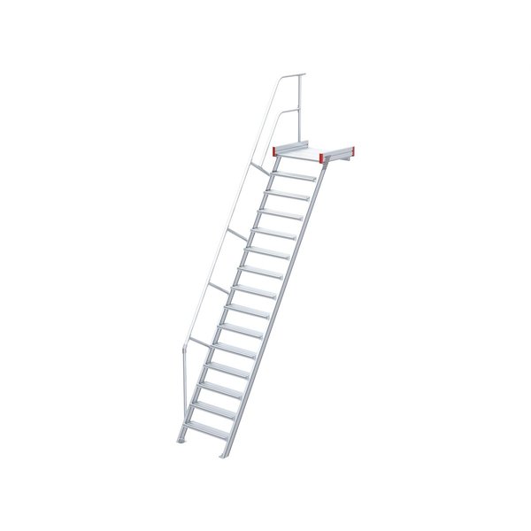 Podesttreppe, 60° Steigwinkel, 1000 mm Stufenbreite, Alu gerieft, 9 Stufen Podesttreppe, 60° Steigwinkel, 1000 mm Stufenbreite, Alu gerieft, 9 Stufen