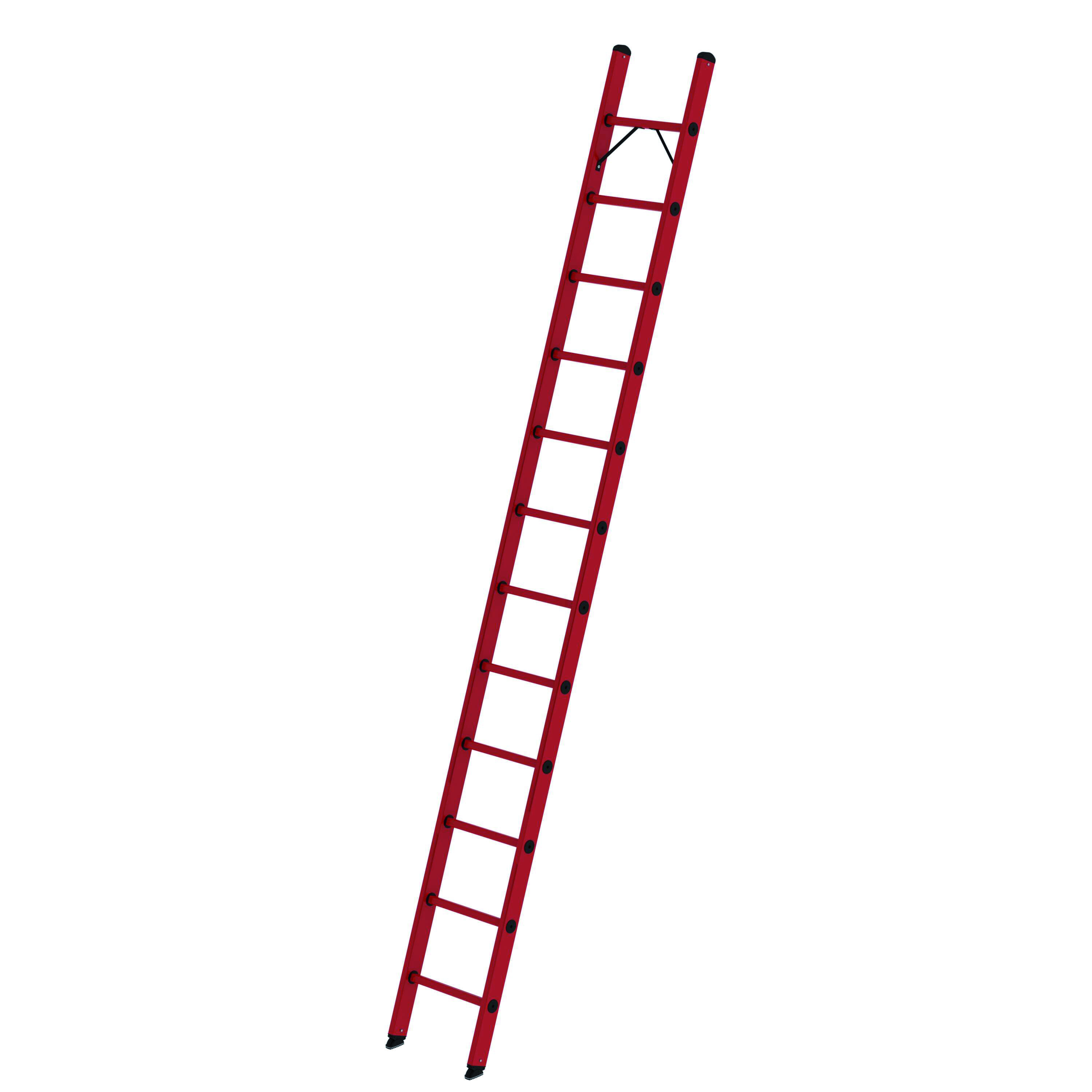 12 Sprossen Sprossen-Anlegeleiter GFK ohne Traverse, 6 Sprossen