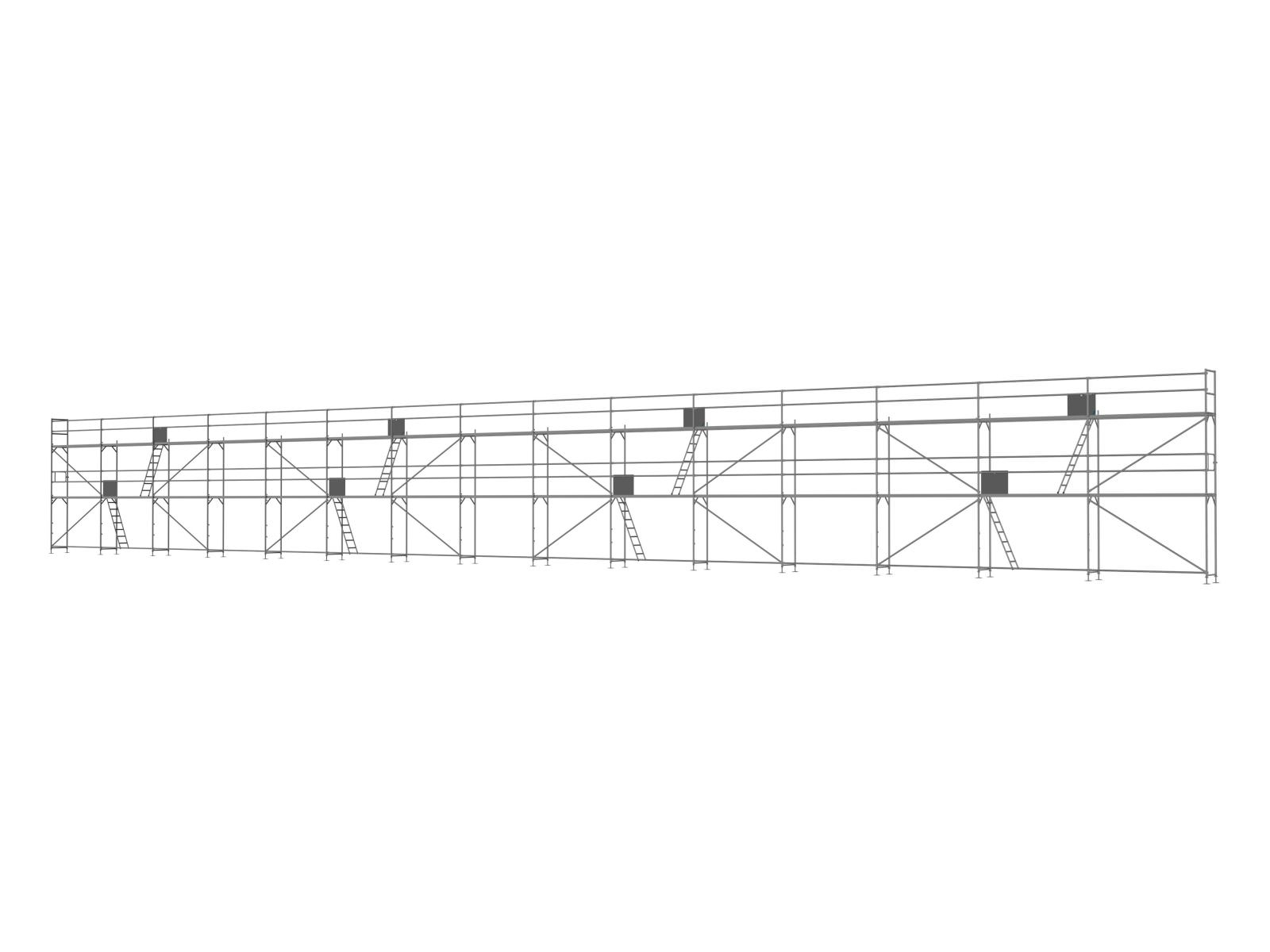 Ernst Alu Traufseitengerüst 360 m², Feldlänge 3,0 m - Basis-Gerüst inkl. Aufstieg & Befestigung FA300-060-06A18 Alu Traufseitengerüst 360 qm - 3,0 m Felder - 60 m lang - 6 m Arbeitshöhe - Basis-Gerüst inkl. Aufstieg & Befestigung