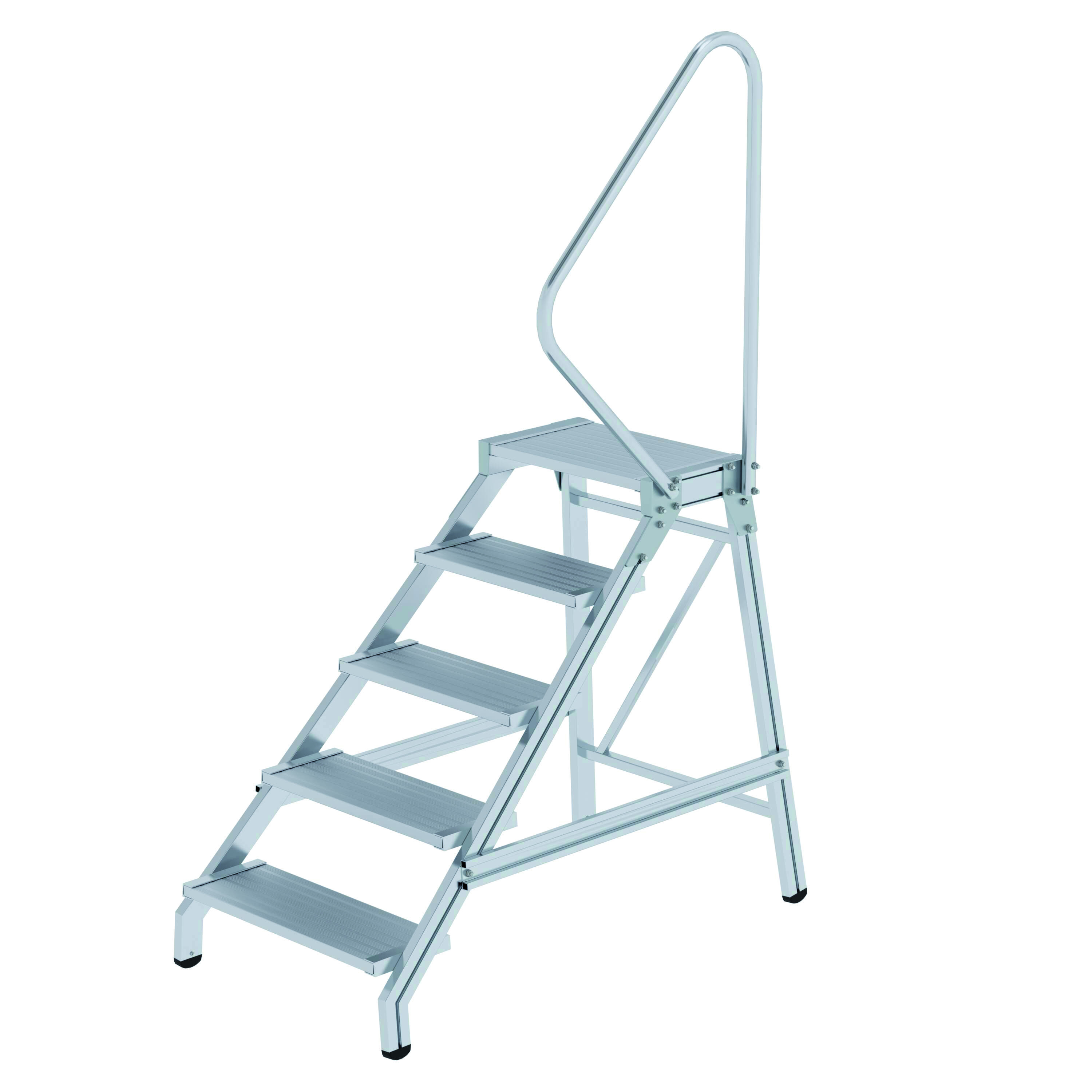 5 Stufen Aluminium-Montagetritt, starr, mit Handlauf, 2 Stufen