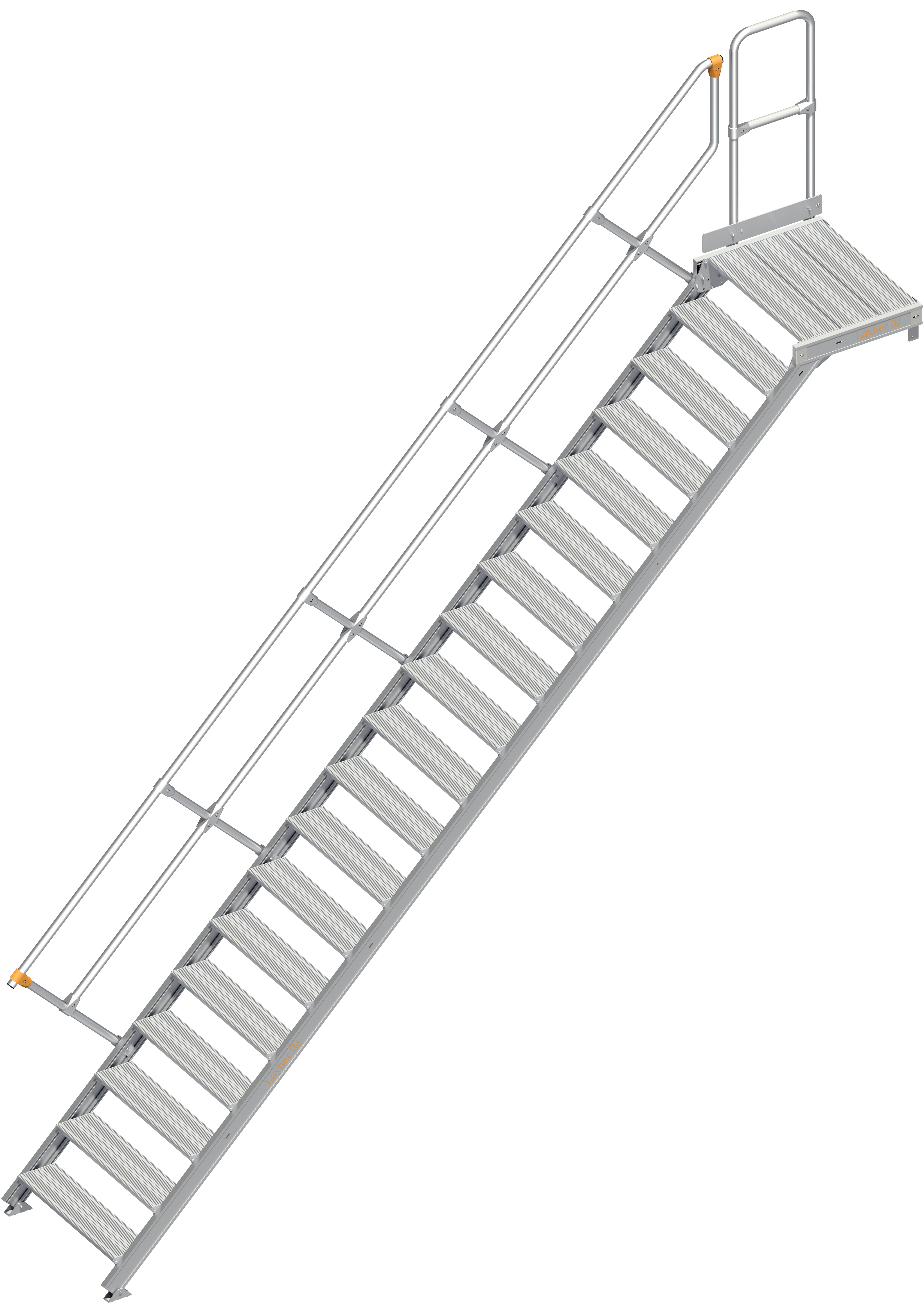 Alu-Treppe 112 mit Plattform Neigung 45° Breite 0,80 m, 3 Stufen