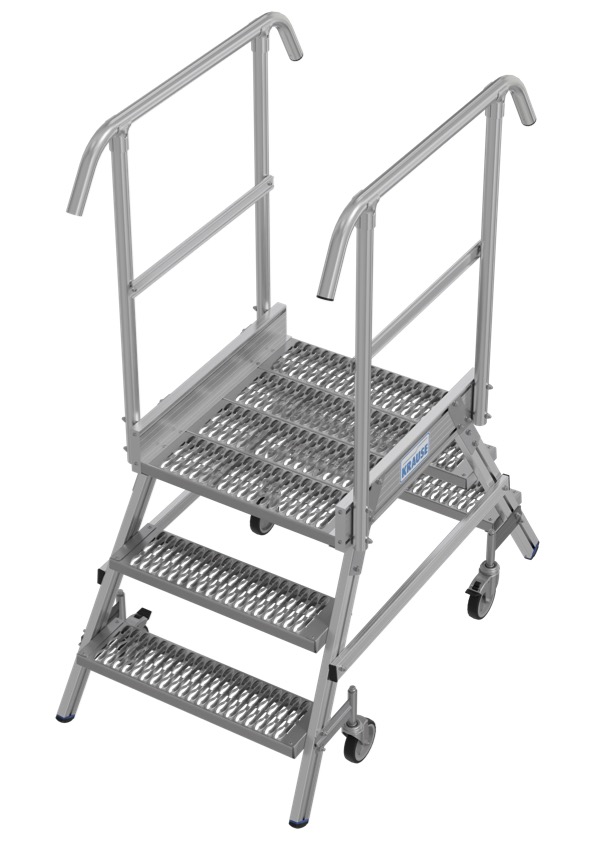 Stabilo Podestleiter fahrbar, beidseitig begehbar, Profilrost mit R13-Stufen, 2 x 3 Stufen Stabilo Podestleiter fahrbar, beidseitig begehbar, Profilrost mit R13-Stufen, 2 x 3 Stufen