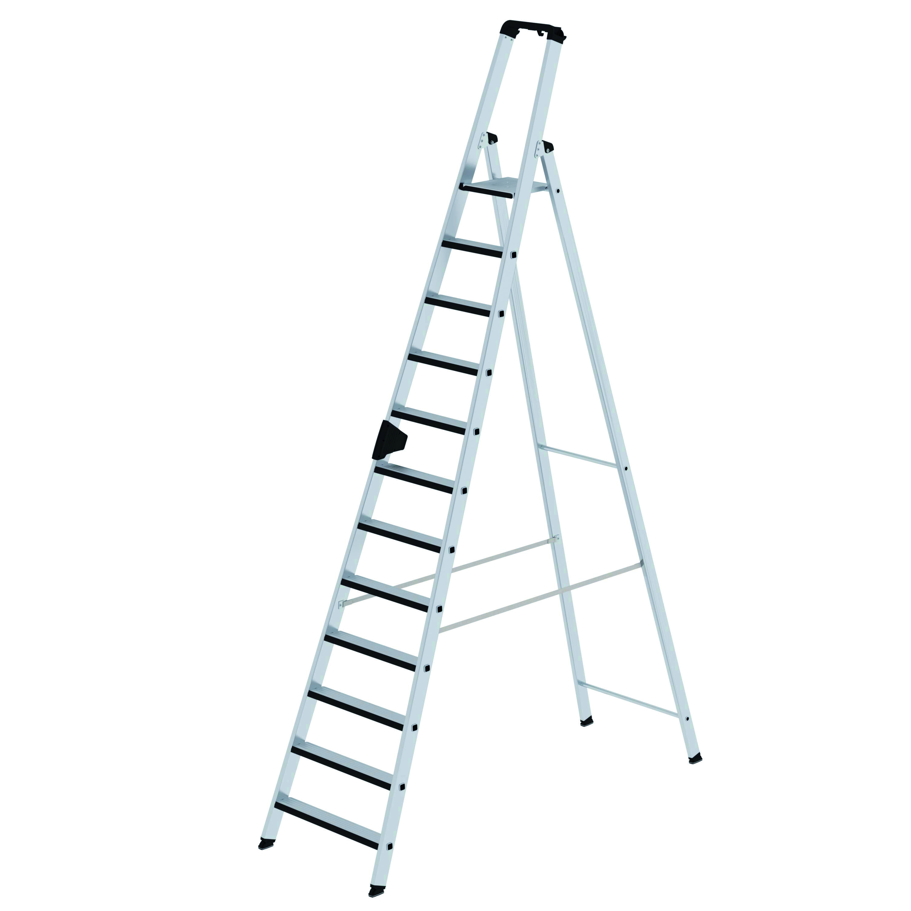 Stufen-Stehleiter, einseitig begehbar, mit relax step® , 12 Stufen Stufen-Stehleiter einseitig begehbar mit relax step®, 6 Stufen