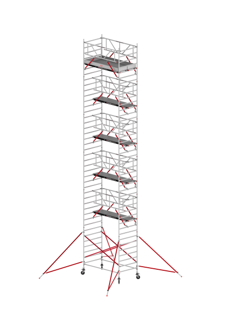 RS TOWER 52 Fahrgerüst - 5.20 m Arbeitshöhe - 1.35 m breit - 2.45 m Holzplattform - Safe-Quick® + Streben RS TOWER 52 Fahrgerüst - 5.20 m Arbeitshöhe - 1.35 m breit - 2.45 m Holzplattform - Safe-Quick® + Streben