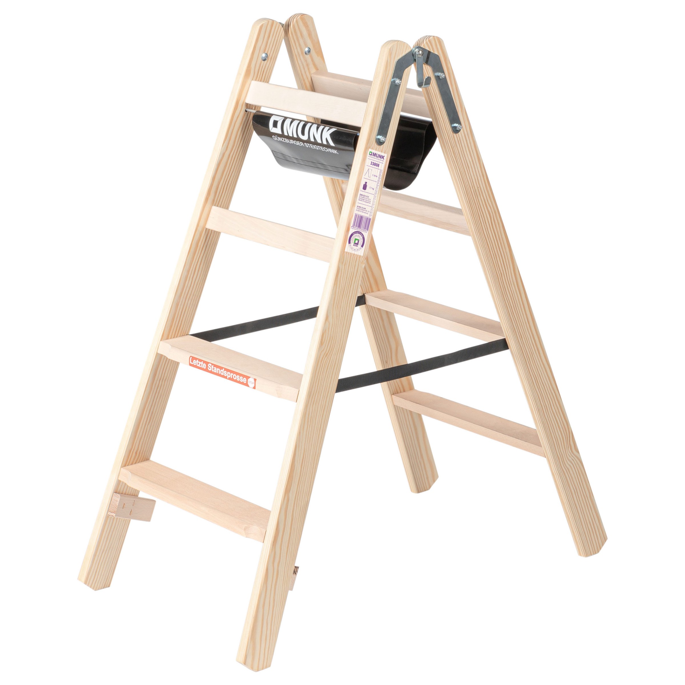 Stufen-Stehleiter, beidseitig begehbar Holz, 2x3 Stufen Stufen-Stehleiter, beidseitig begehbar Holz, 2x3 Stufen