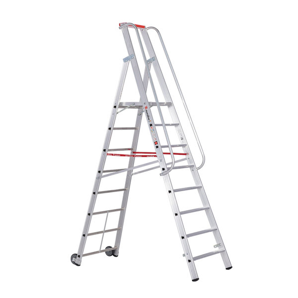 Premium line Alu-Stufenstehleiter mit großer Standplattform, 4 Stufen