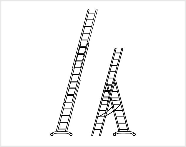 ALU PRO: Mehrzweckleiter, dreiteilig mit Smart-Base - 3x8 Sprossen