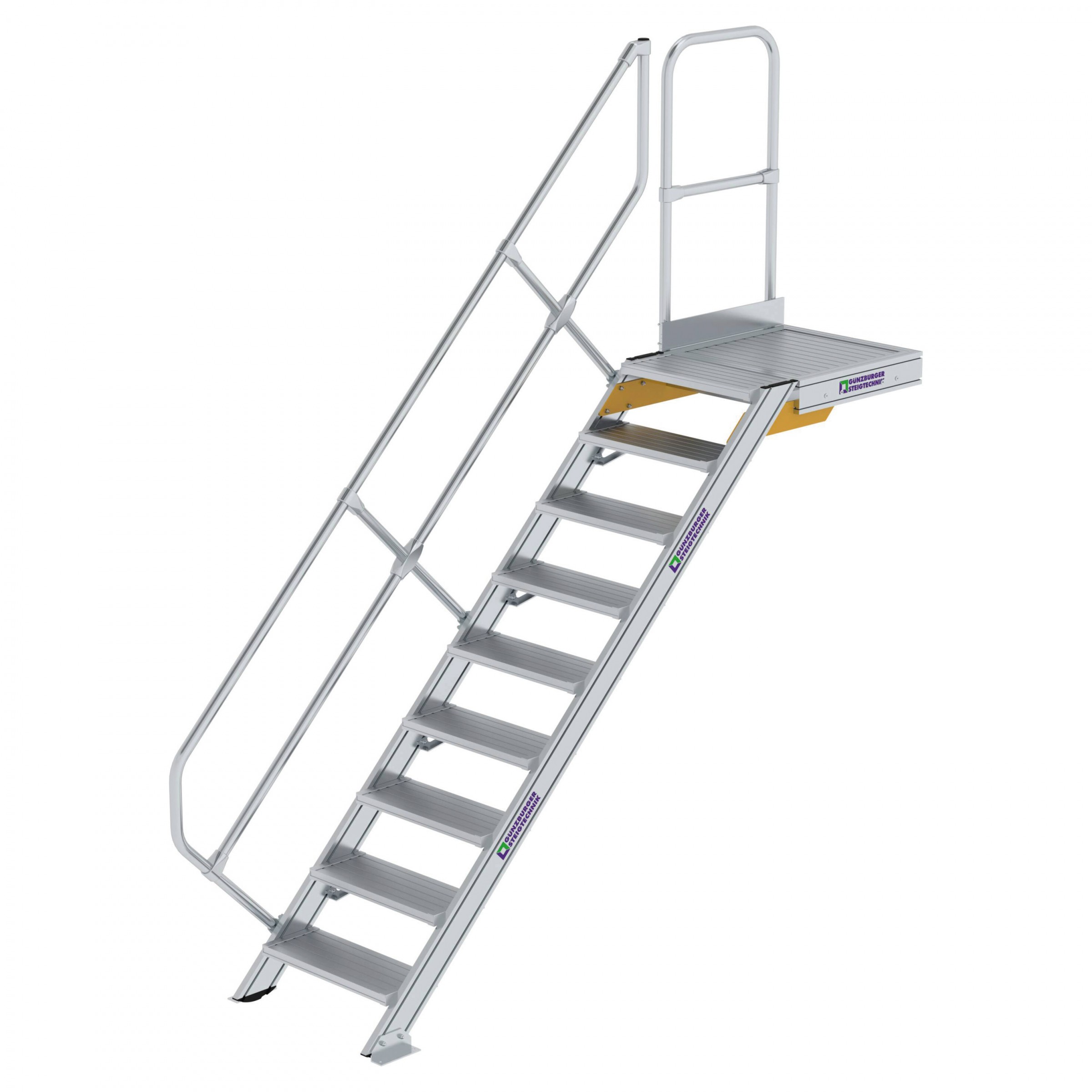 Aluminium-Treppe mit Plattform, 45°, 18 Stufen