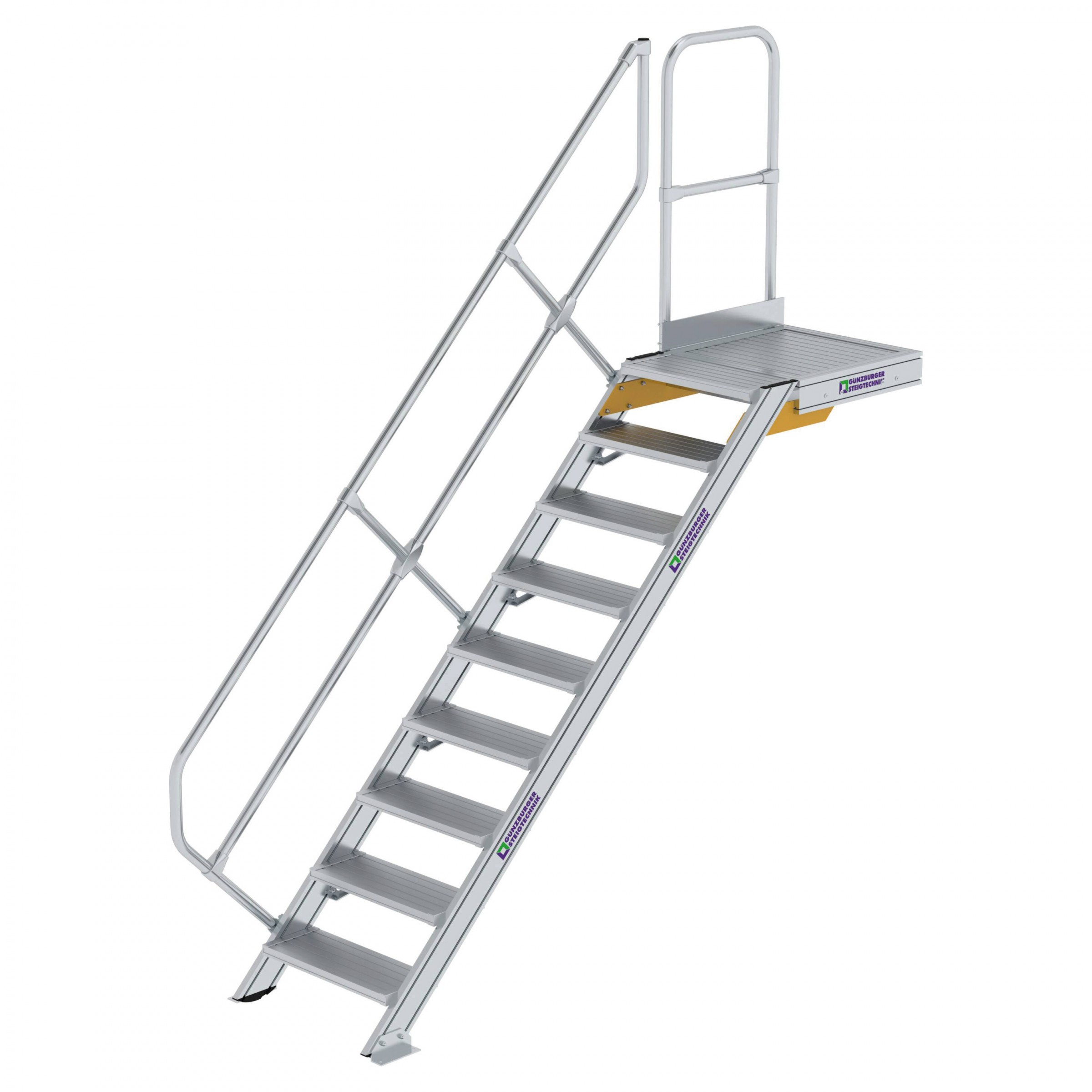 Aluminium-Treppe mit Plattform, 45°, 4 Stufen