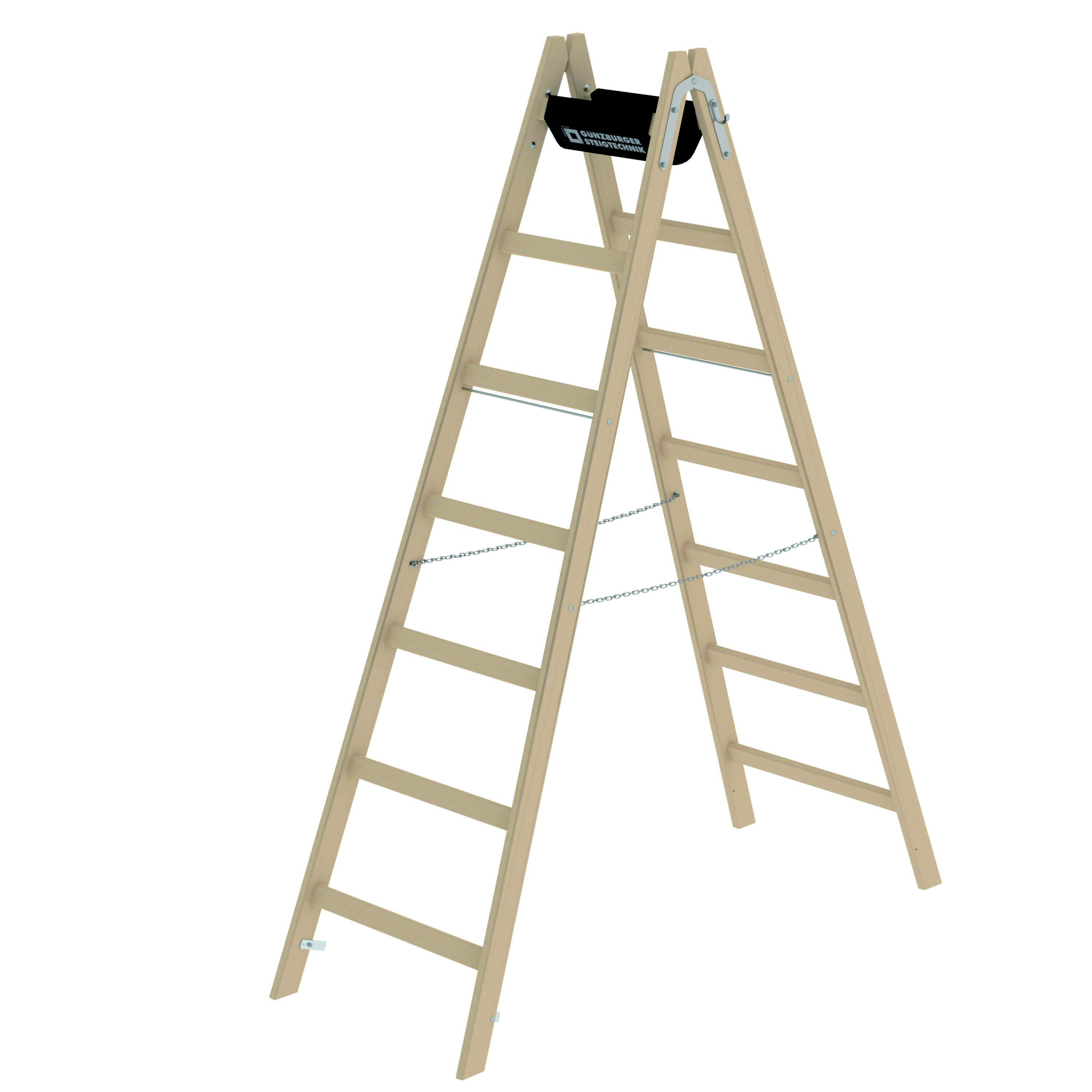 Sprossen-Stehleiter Holz, 2 x 7 Sprossen Sprossen-Stehleiter Holz, 2x4 Sprossen