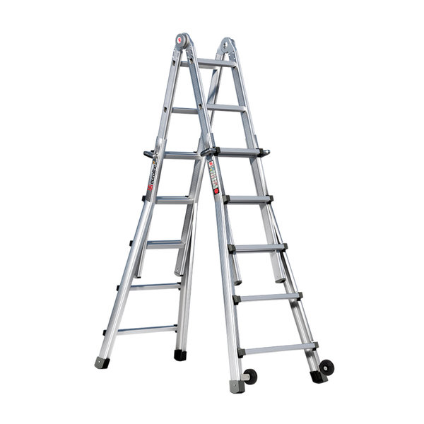 PREMIUM line Alu-Vario-Klappleiter mit Rollen, 4 x 6 Sprossen
