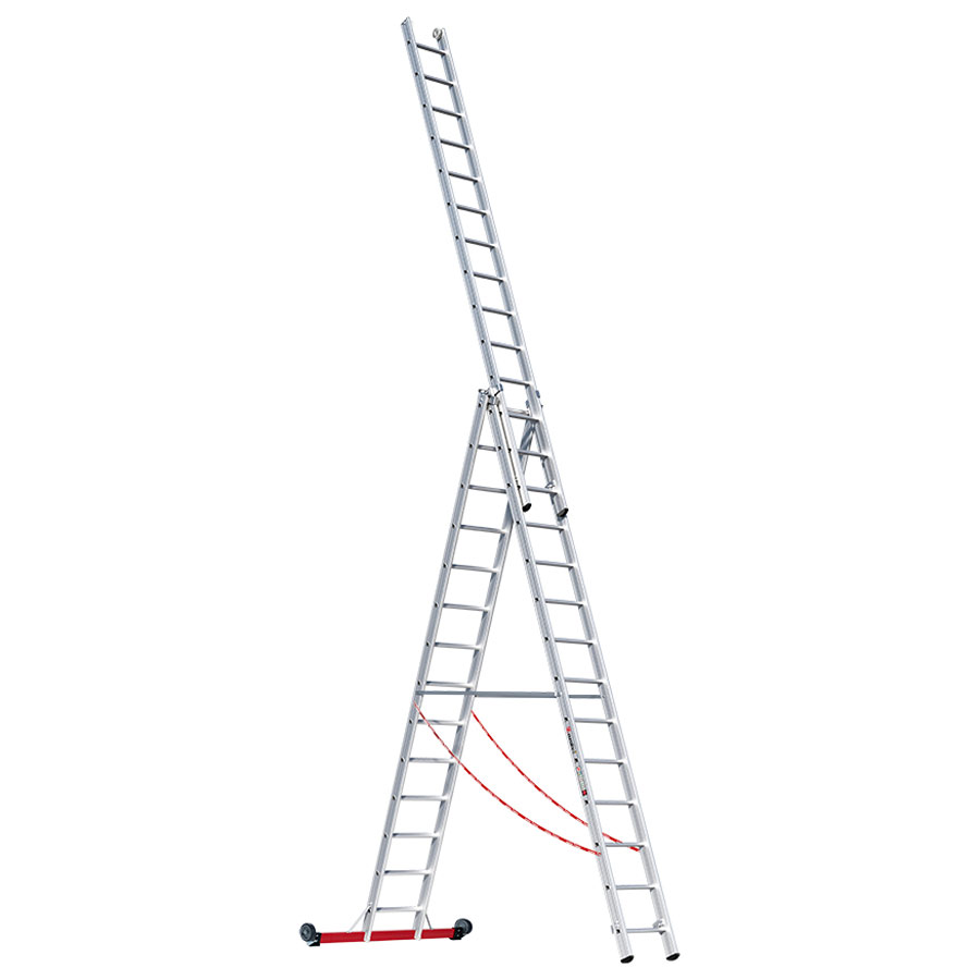 PREMIUM line Alu-Mehrzweckleiter 3-teilig, rollbar, 3 x 14 Sprossen