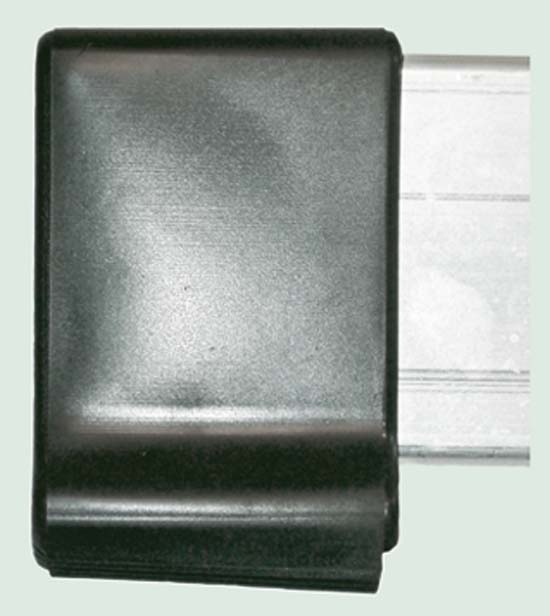 Außenschuh schwarz – Holm 55x20 mm Außenschuh schwarz – Holm 55x20 mm