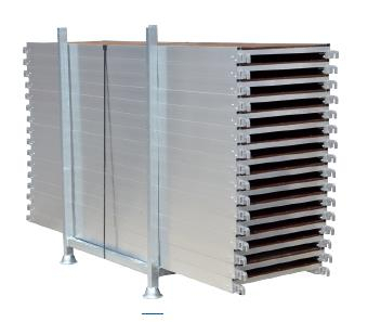 Lager- und Transportbox für 16 Plattformen, Steher abnehmbar Lager- und Transportbox für 16 Plattformen, Steher abnehmbar