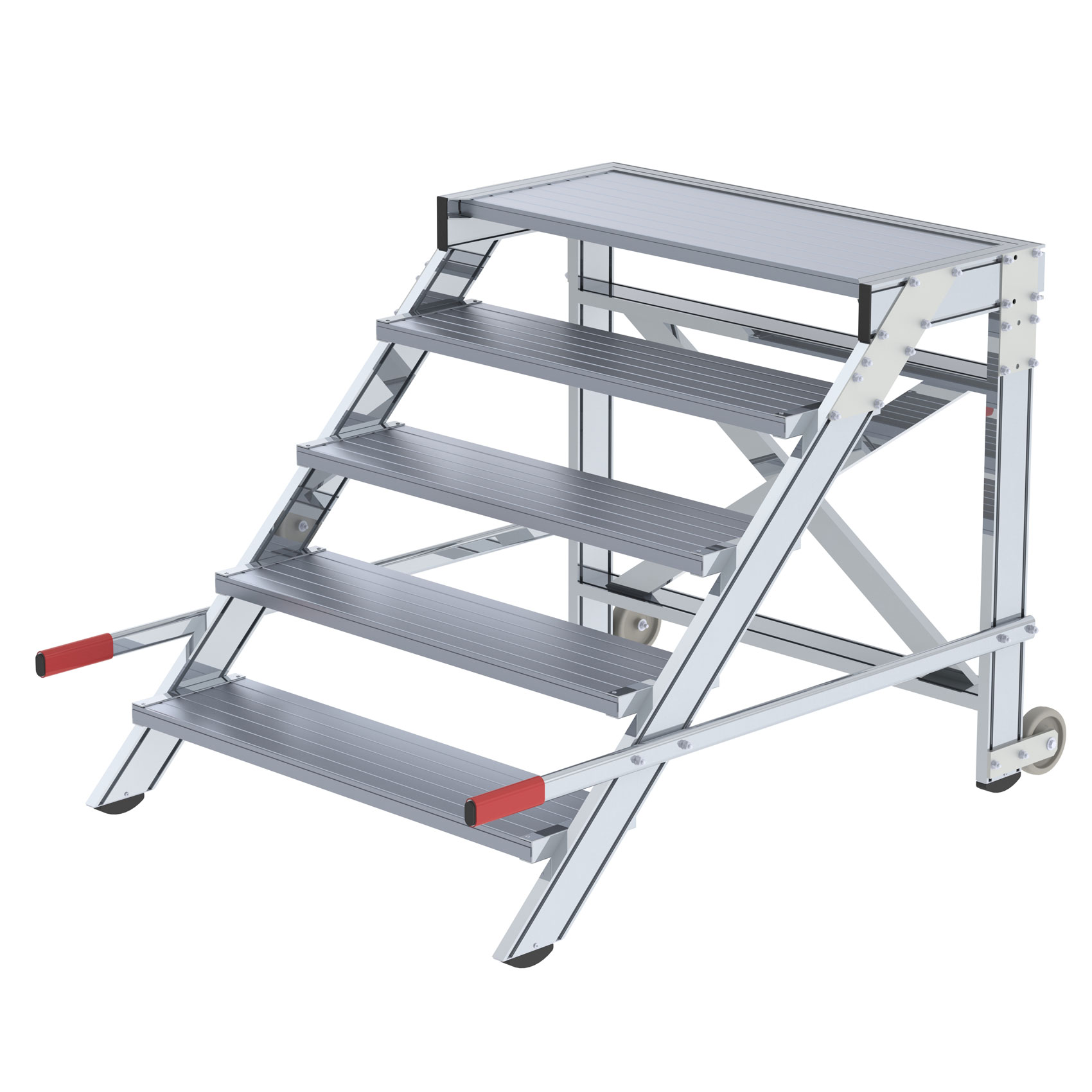 Aluminium-Arbeitspodest, fahrbar, 2 Stufen Aluminium-Arbeitspodest, fahrbar, 2 Stufen