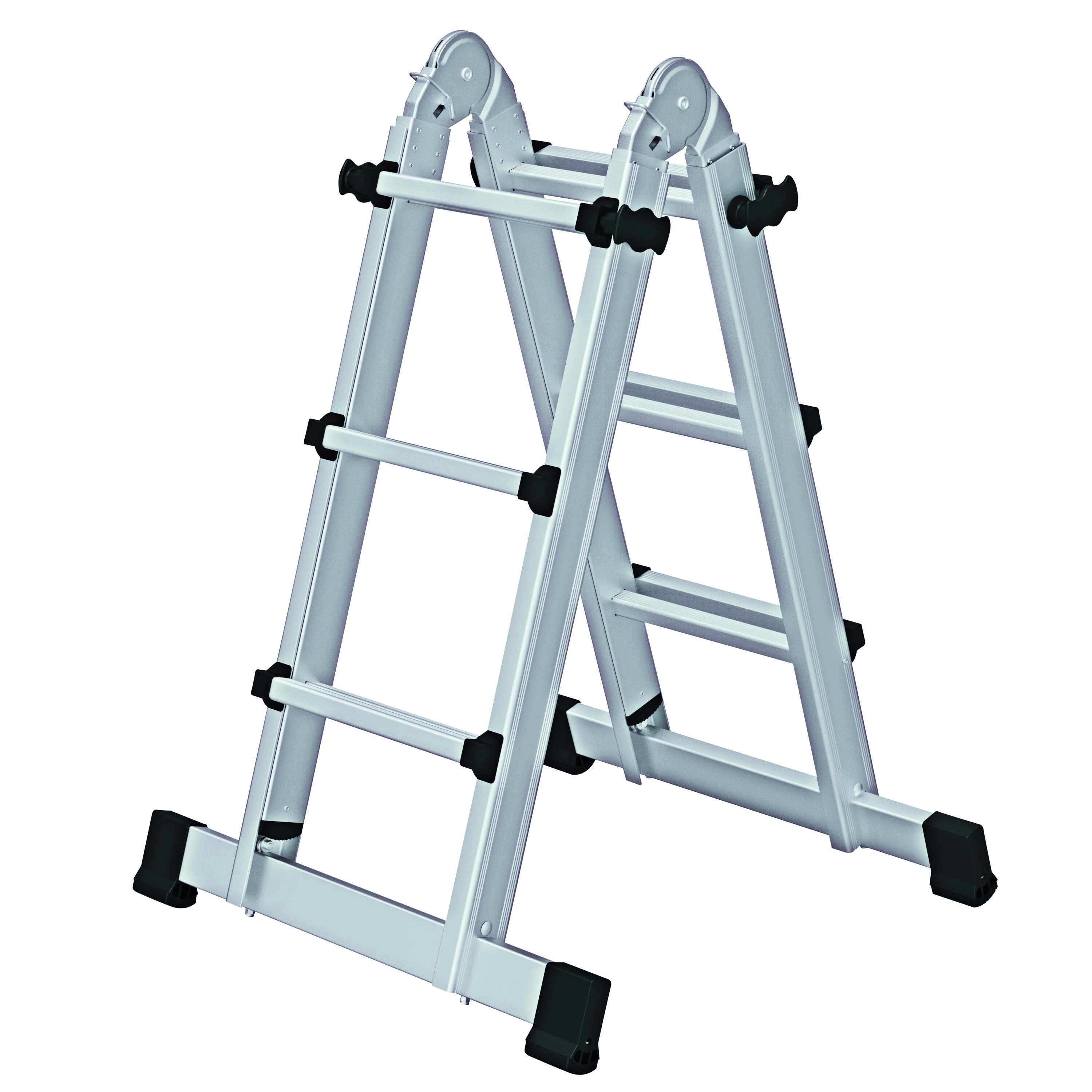 Teleskopleiter 4-teilig mit Traverse, 4 x 5 Sprossen