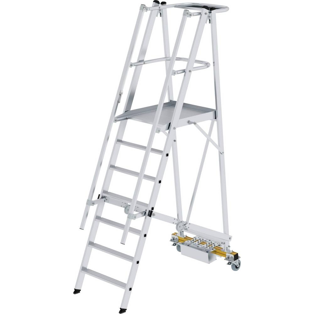 Aluminium-Podestleiter, fahrbar, klappbar, 7 Stufen Aluminium-Podestleiter, fahrbar, klappbar, 6 Stufen