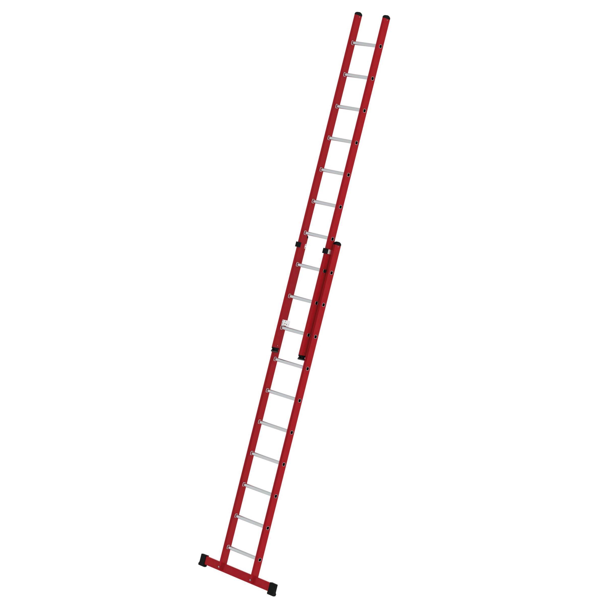 Sprossen-Schiebeleiter, 2-teilig GFK/ALU mit Standard Traverse, 2x8 Sprossen