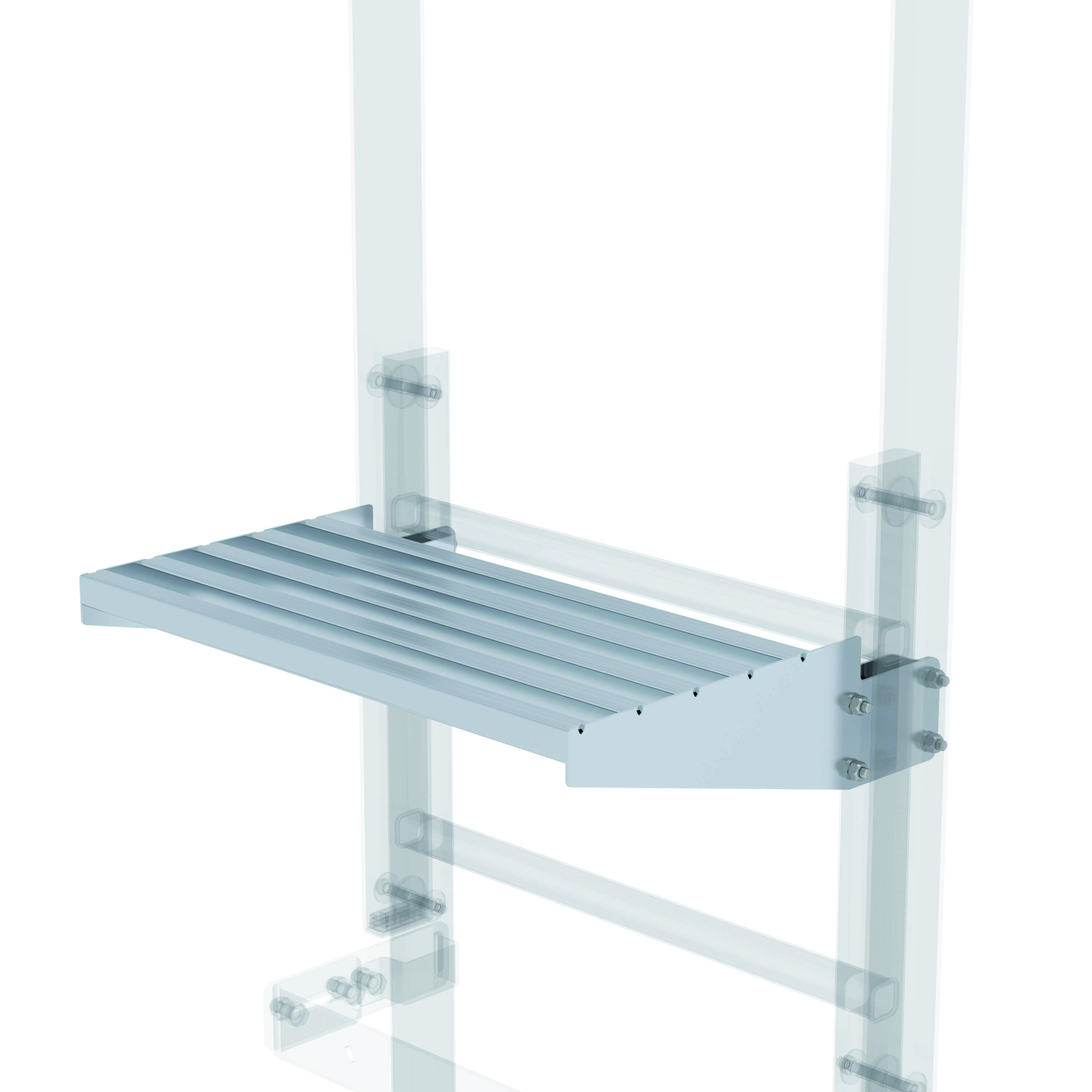 Ausstiegstritt, Aluminium blank, Spaltmaß 300 mm