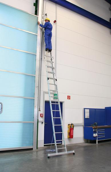Aluminium-Seilzugleiter 2-teilig mit nivello®-Traverse Aluminium-Seilzugleiter 2-teilig mit nivello®-Traverse - 2x14 Sprossen
