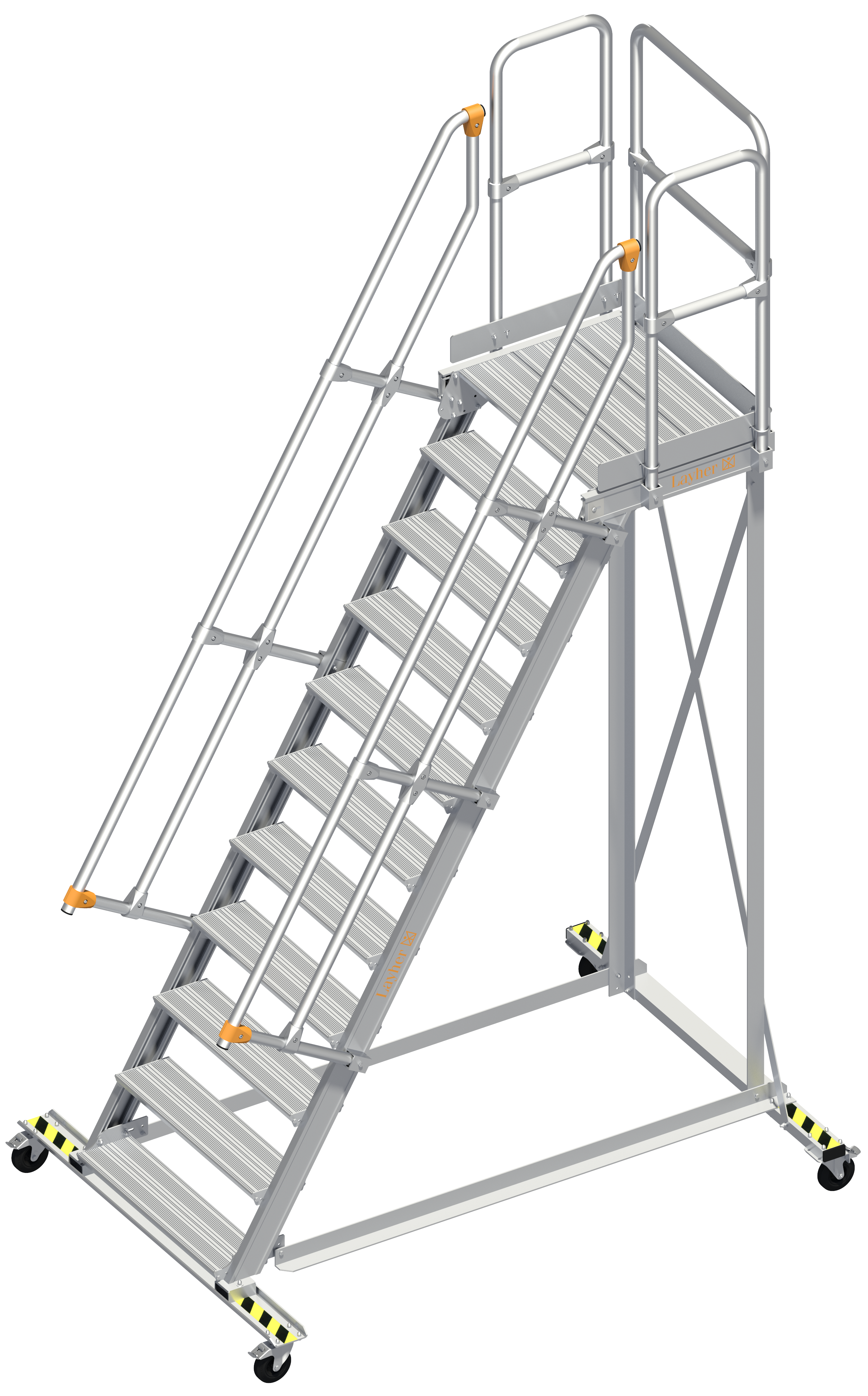 Alu-Wartungsbühne 113 Neigung 60° Stufenbreite 0,80 m, 11 Stufen