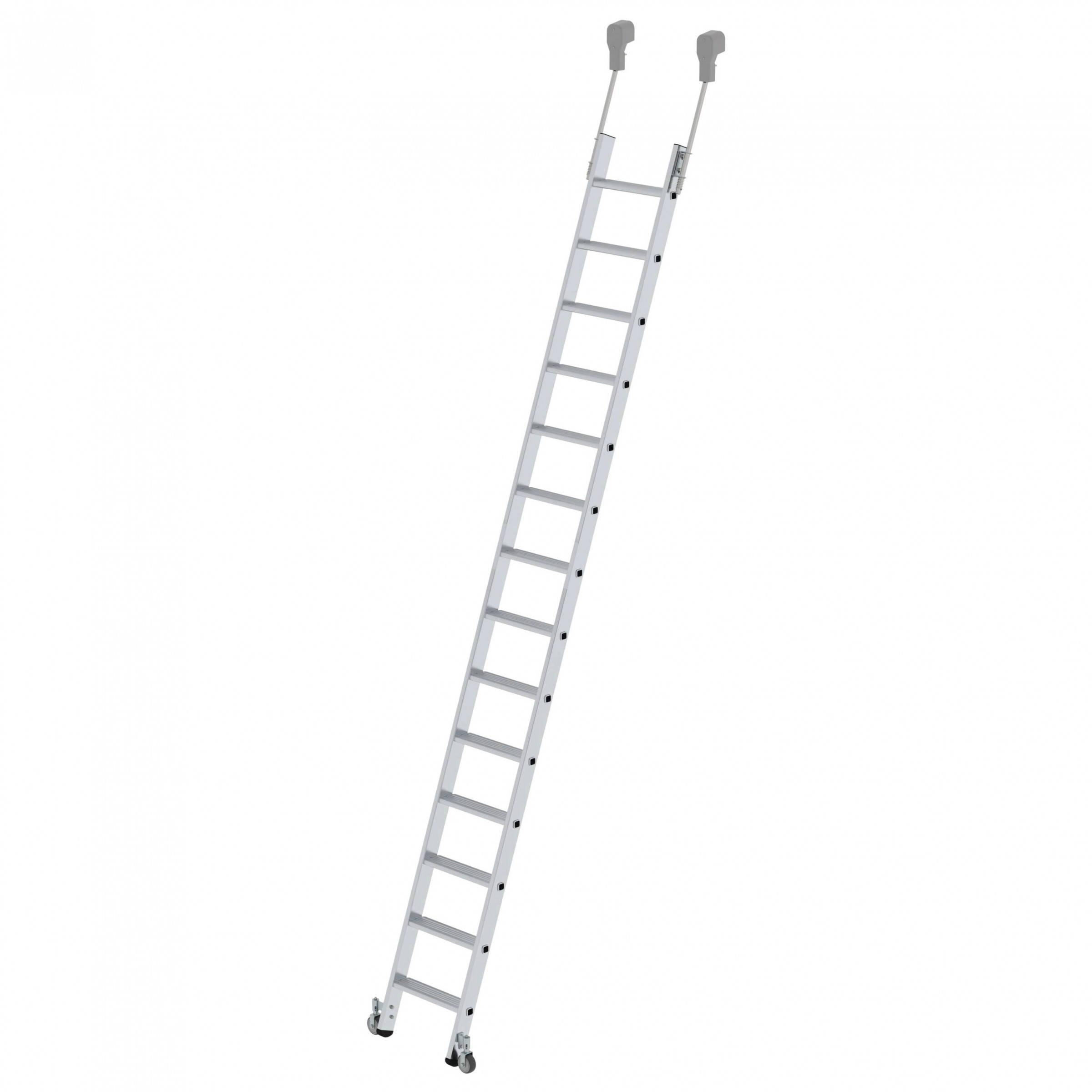 Aluminium-Regalleiter, fahrbar, 10 Stufen Aluminium-Regalleiter, fahrbar, 10 Stufen