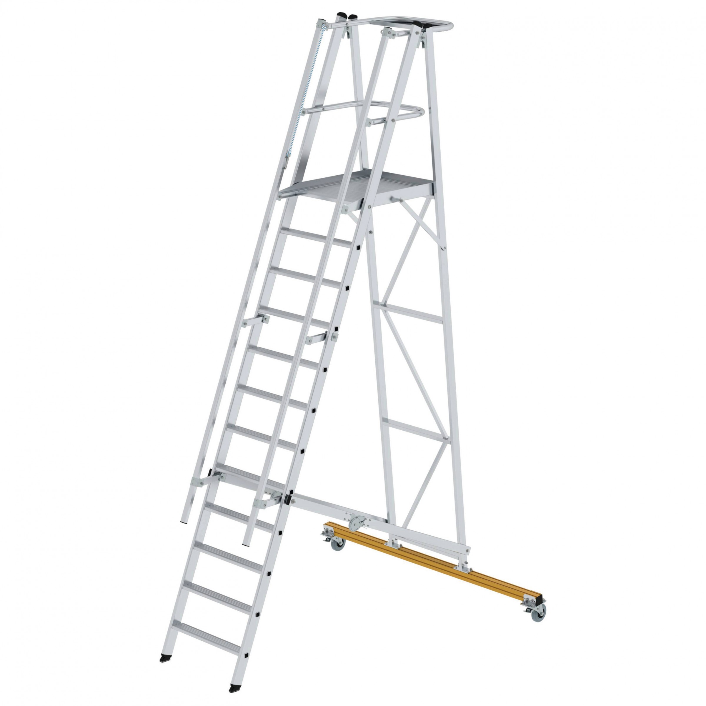 Aluminium-Podestleiter, fahrbar, klappbar, 5 Stufen Aluminium-Podestleiter, fahrbar, klappbar, 5 Stufen