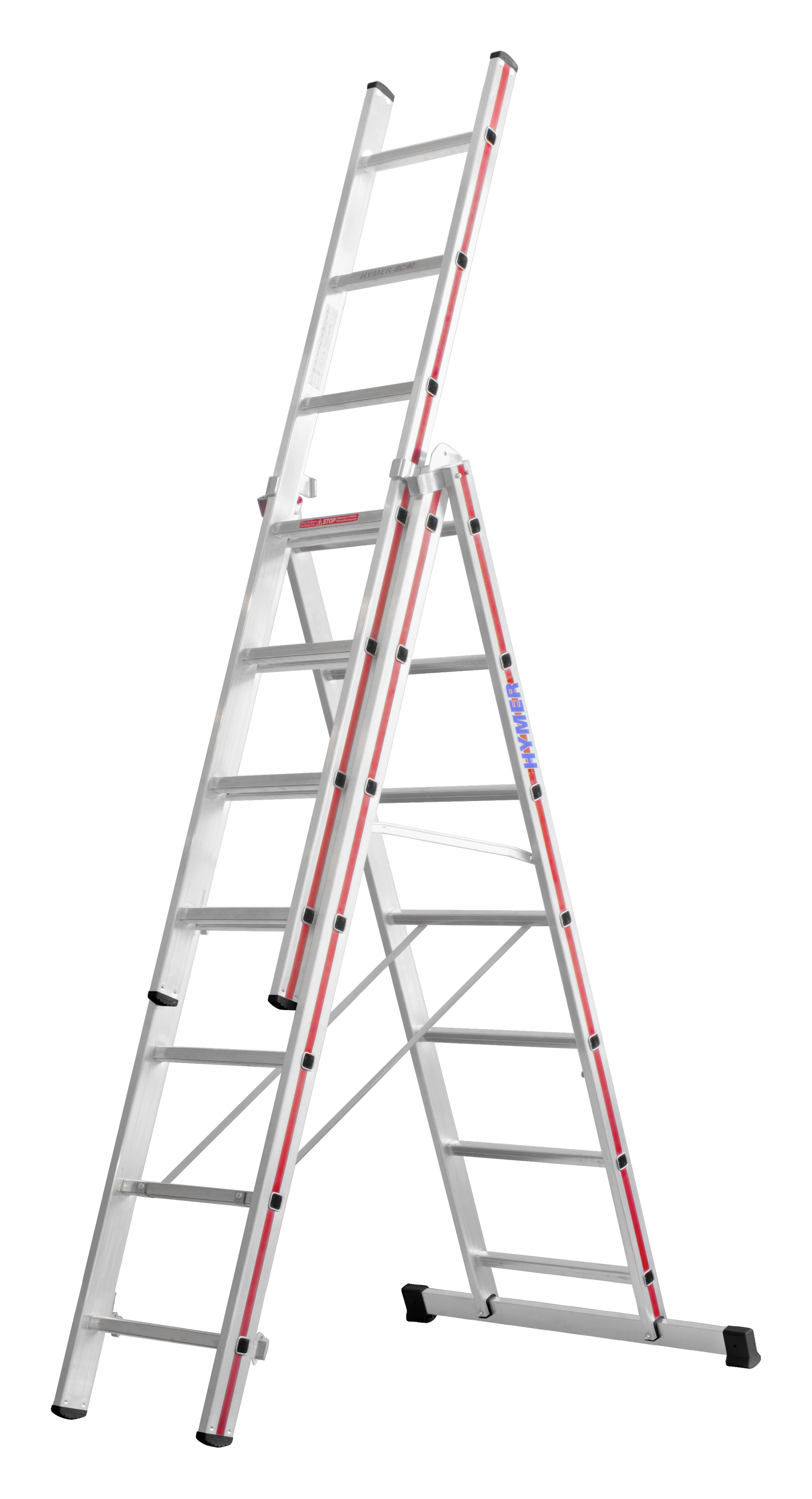 Mehrzweckleiter, dreiteilig - 3x7 Sprossen/Stufen