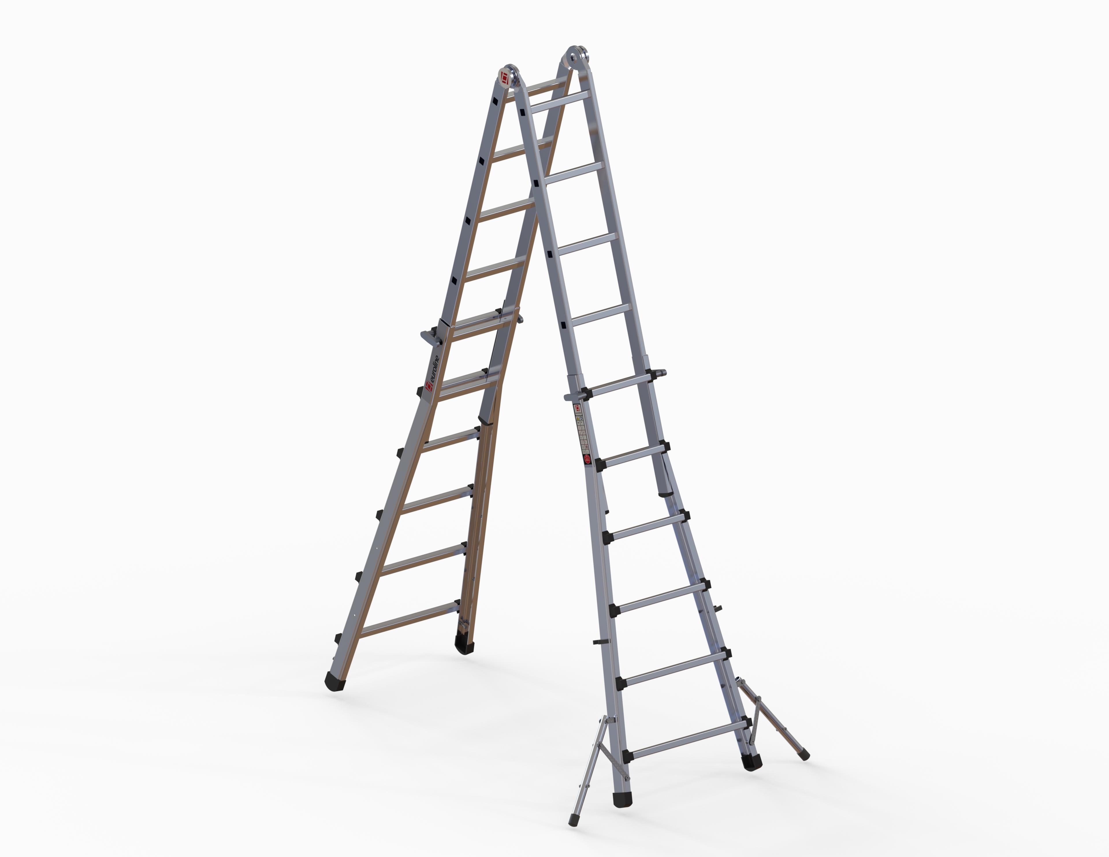 PREMIUM line Alu-Vario-Klappleiter mit Standverbreiterung, 4 x 4 Sprossen