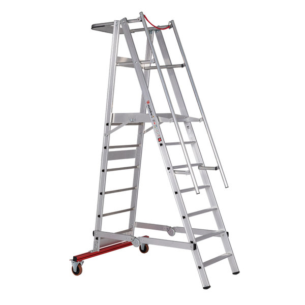 PREMIUM line Aluminium-Podestleiter fahrbar, klappbar, 4 Stufen