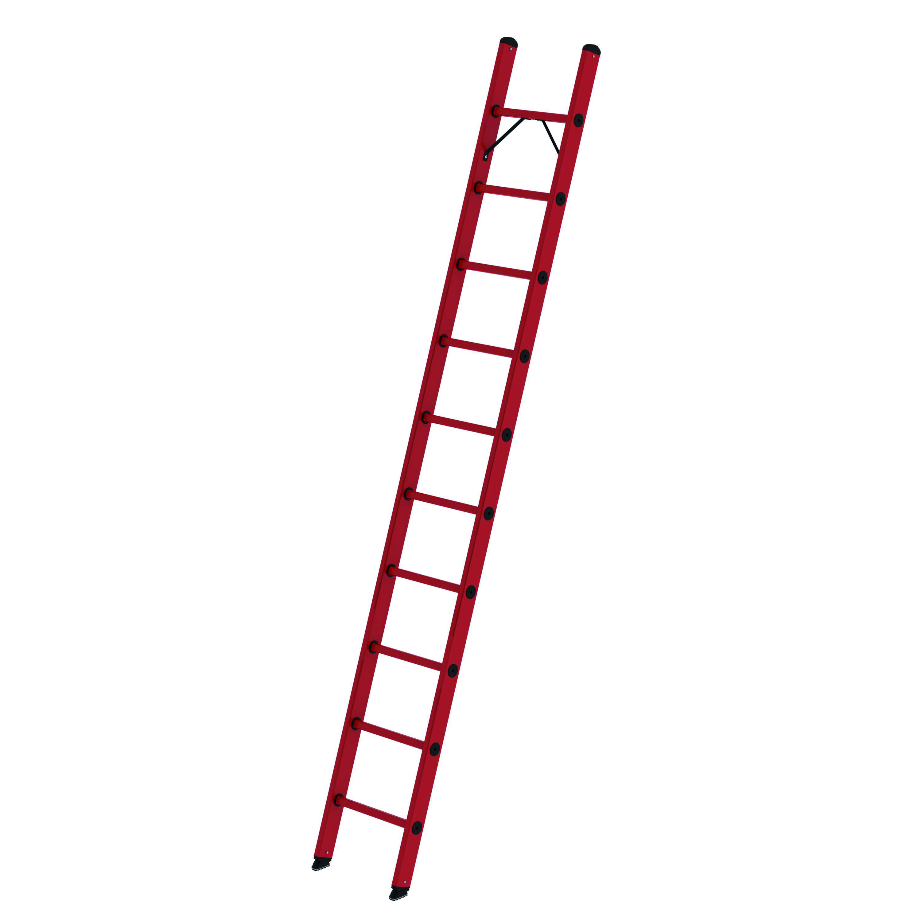 10 Sprossen Sprossen-Anlegeleiter GFK ohne Traverse, 6 Sprossen