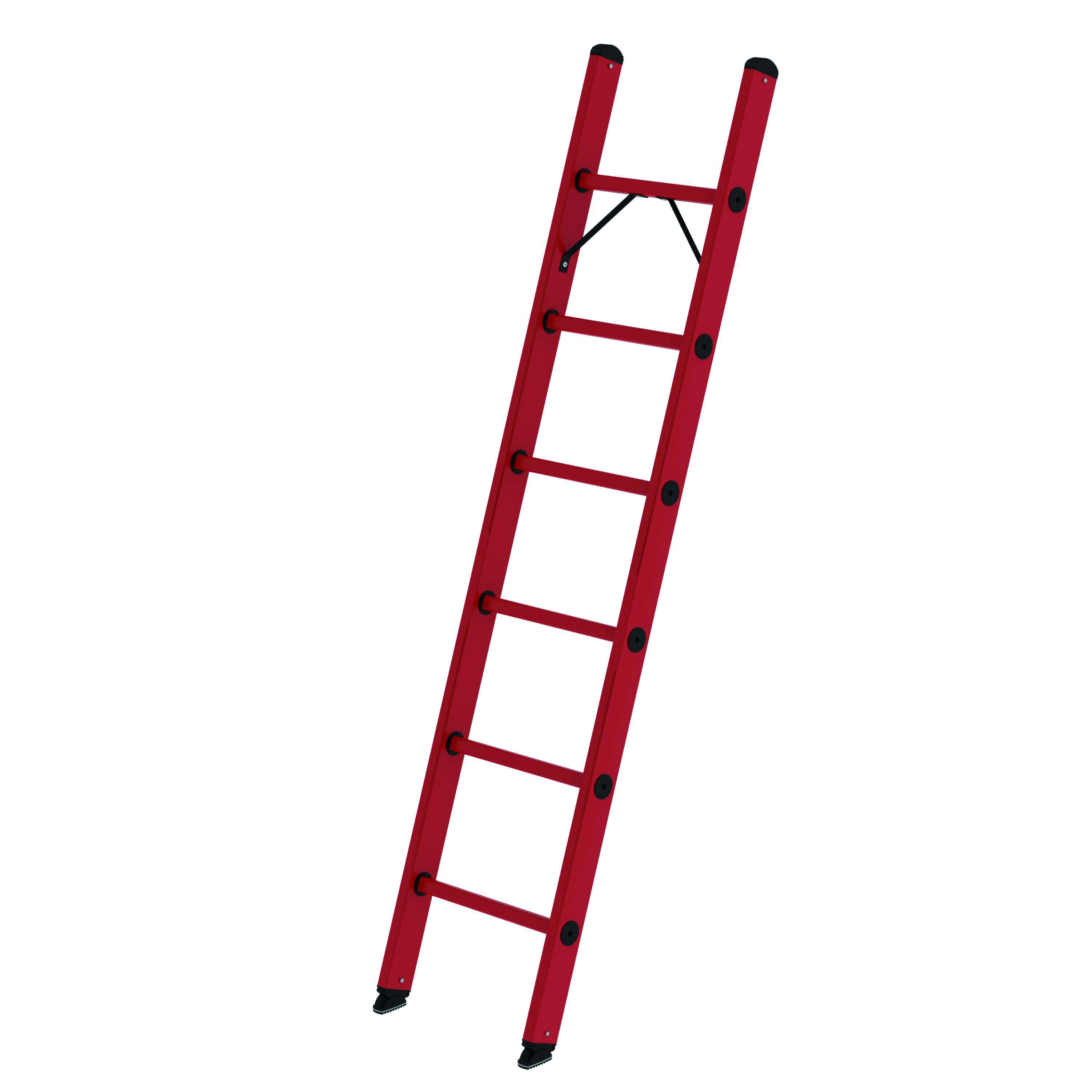 6 Sprossen Sprossen-Anlegeleiter GFK ohne Traverse, 6 Sprossen