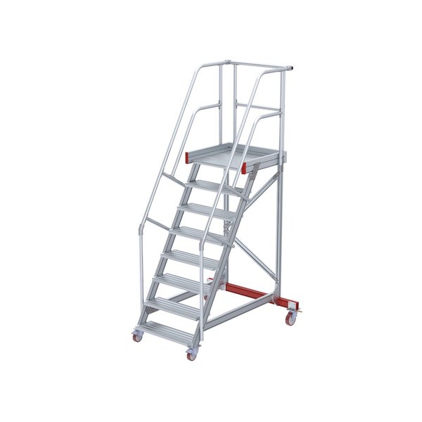 Wartungsbühne, 60° Steigwinkel, 800 mm Stufenbreite, Alu gerieft, 6 Stufen